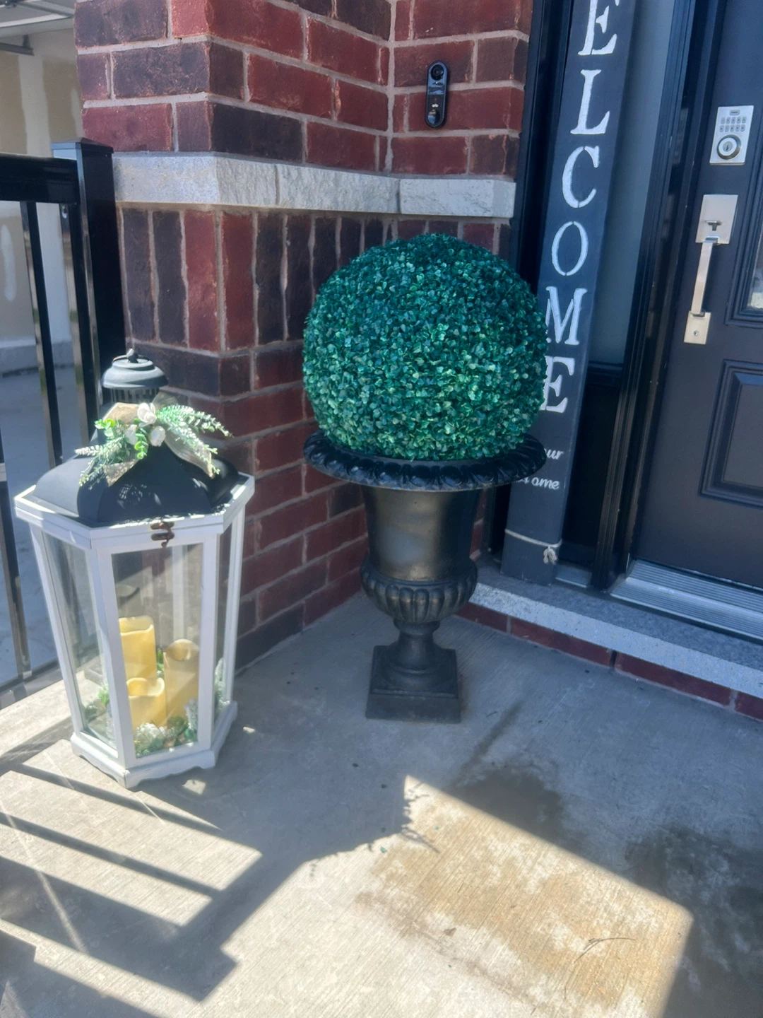 Decorative Urn Planter with Faux Topiary Ball