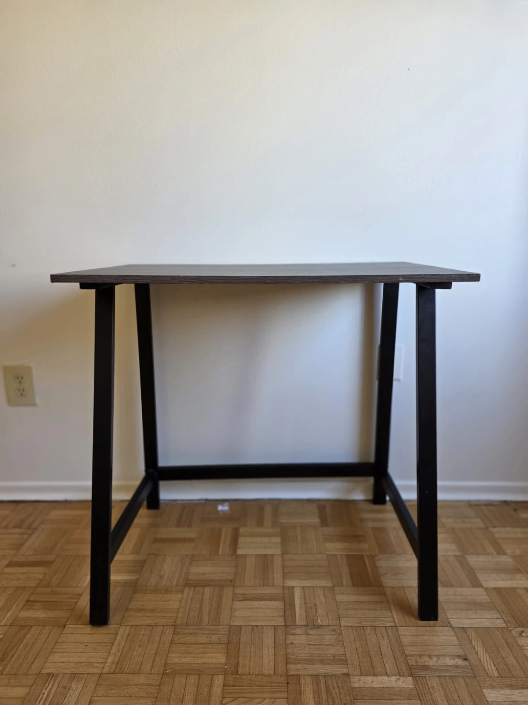 Compact Desk with Dark Wood Top and Black Frame - photo 3