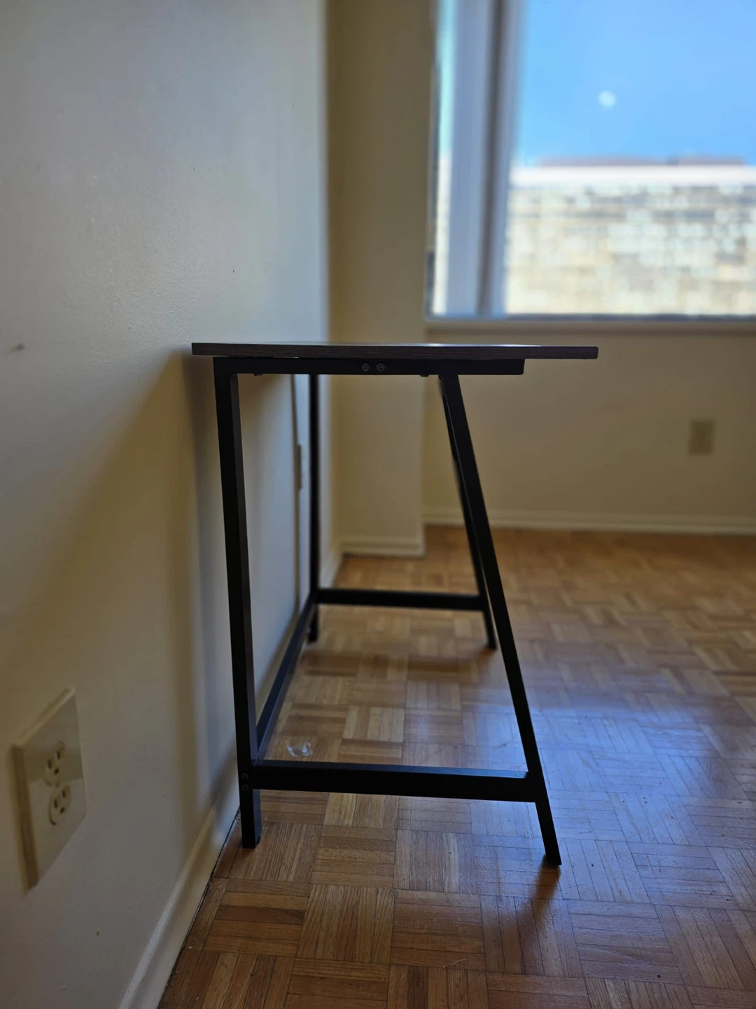 Compact Desk with Dark Wood Top and Black Frame - photo 2