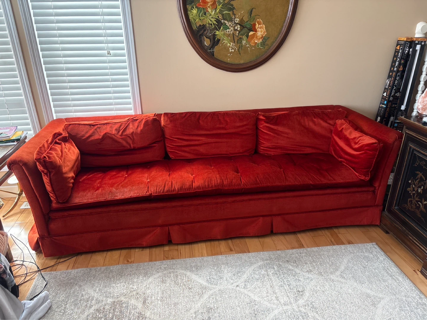 Red Velvet Sofa