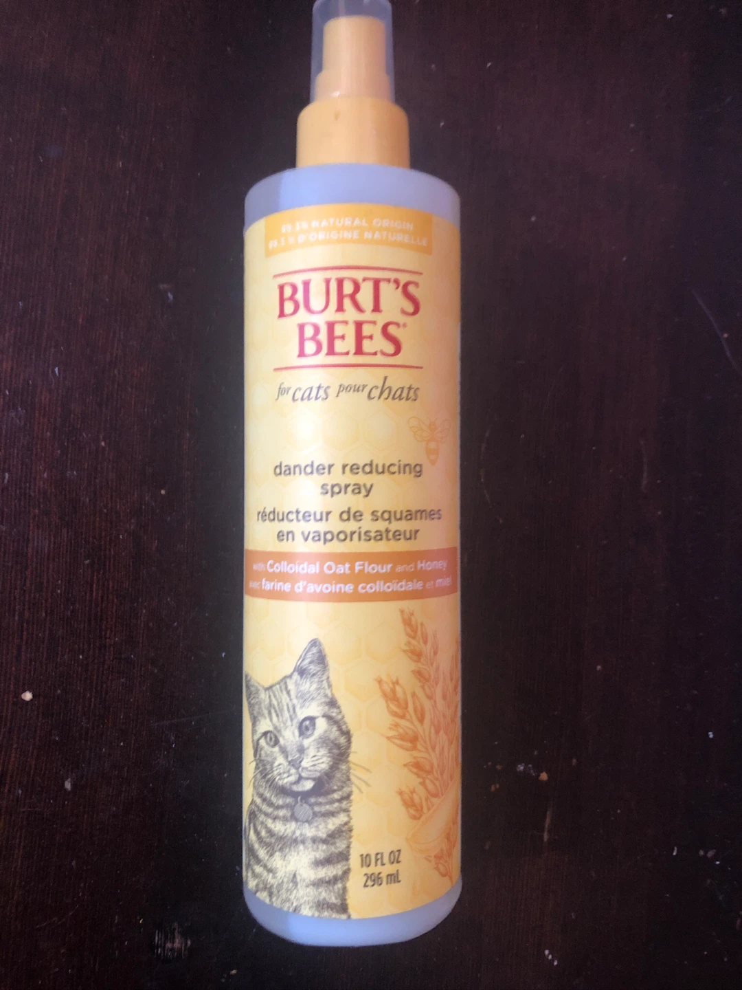 Burts Bees Cat Dander Reducing Spray. Full Bottle.