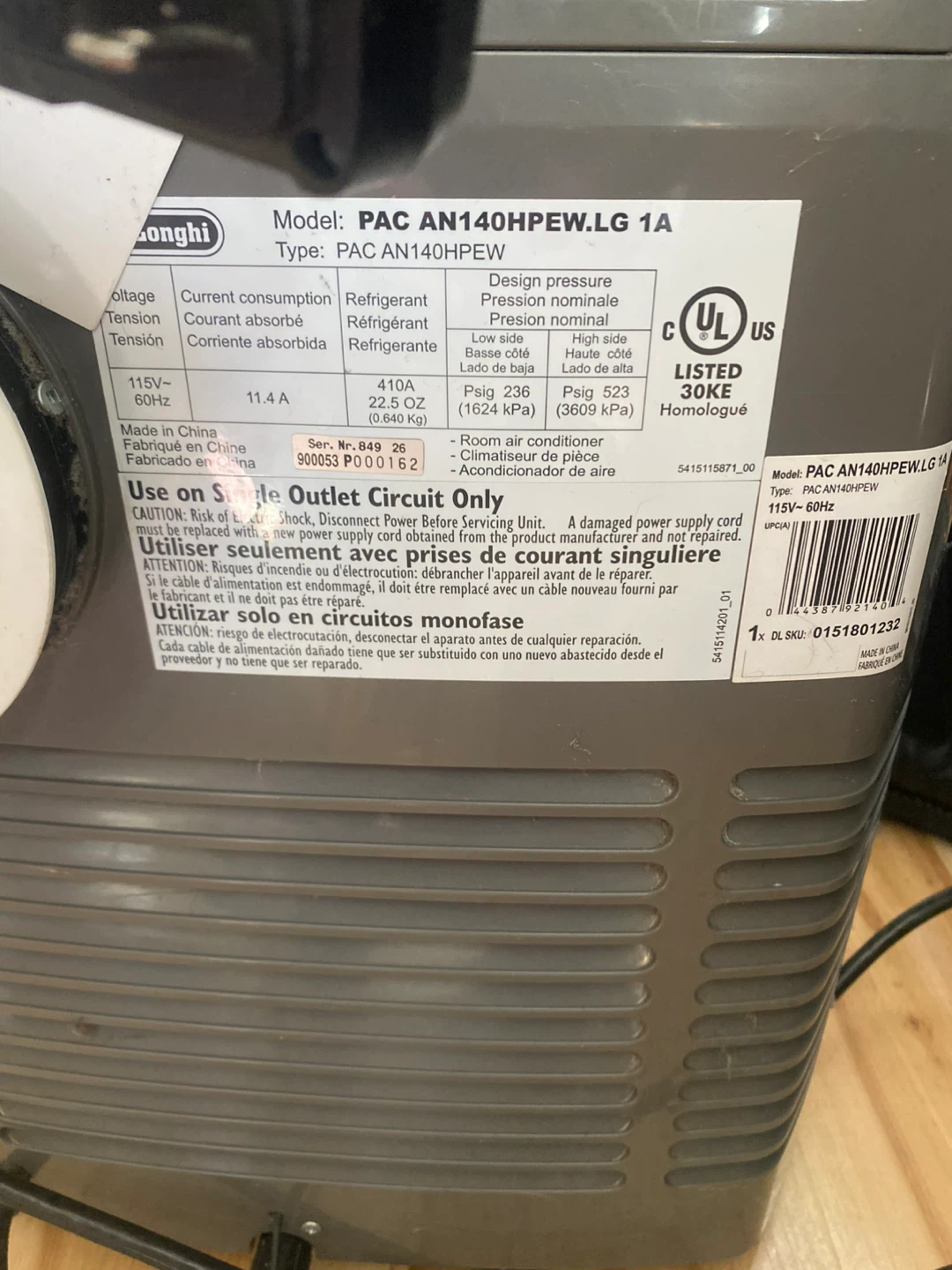 DeLonghi PAC 14,000 btu Portable Air Conditioner - photo 3
