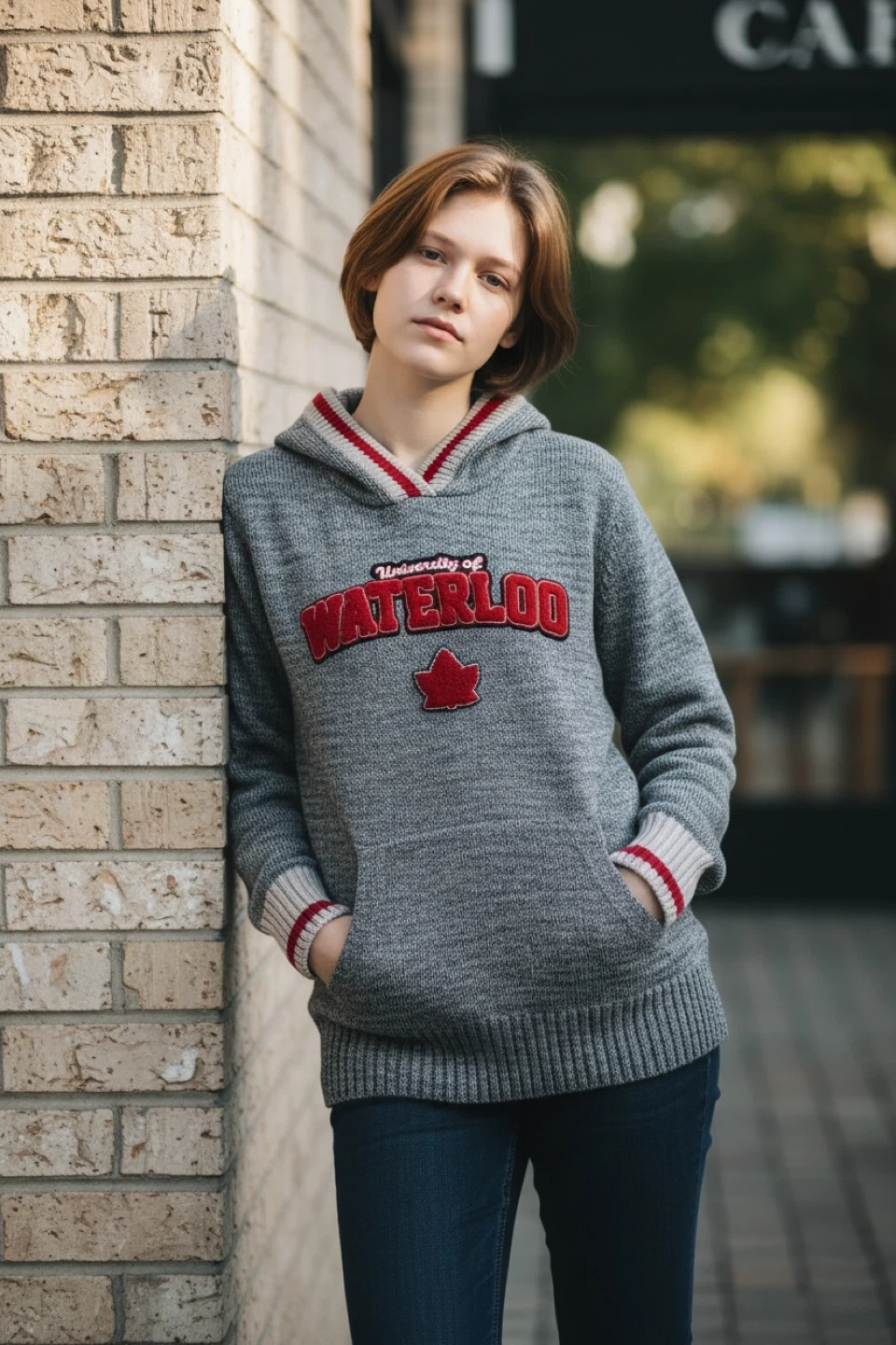 Renu University of Waterloo Hoodie Sweater Size M/M Grey