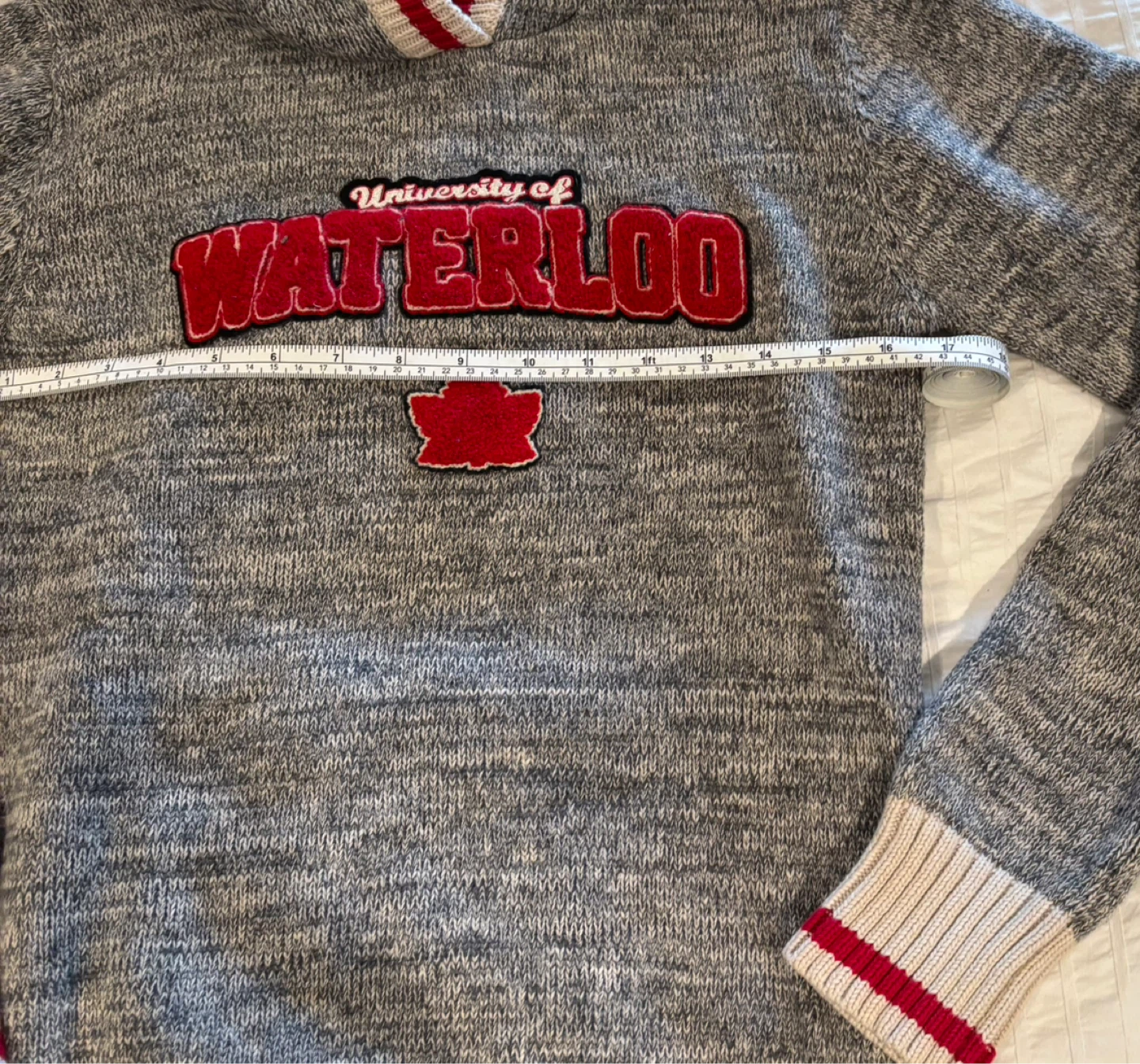 Renu University of Waterloo Hoodie Sweater Size M/M Grey - photo 5