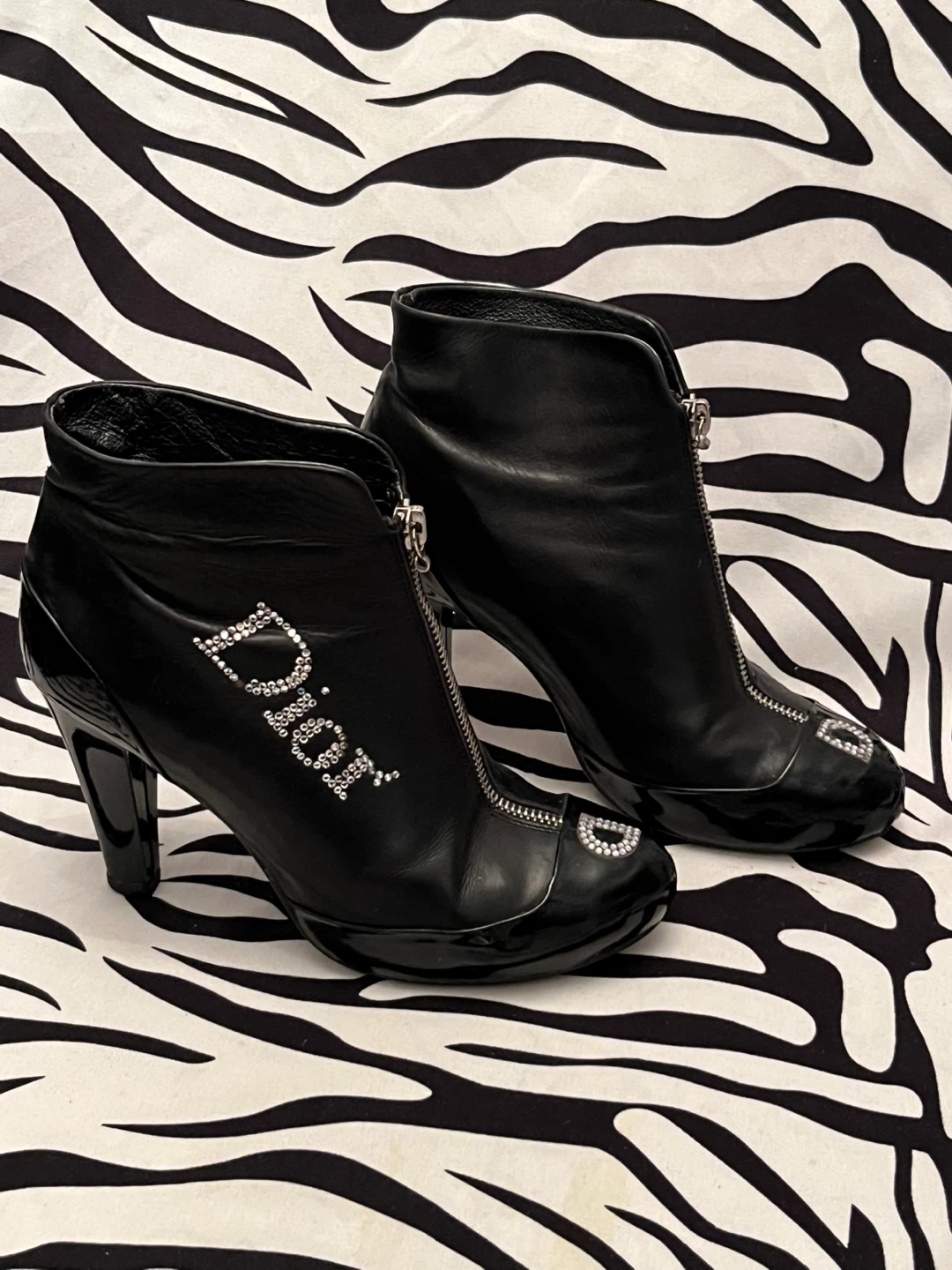 🖤 Vintage Christian Dior black leather high heel boots