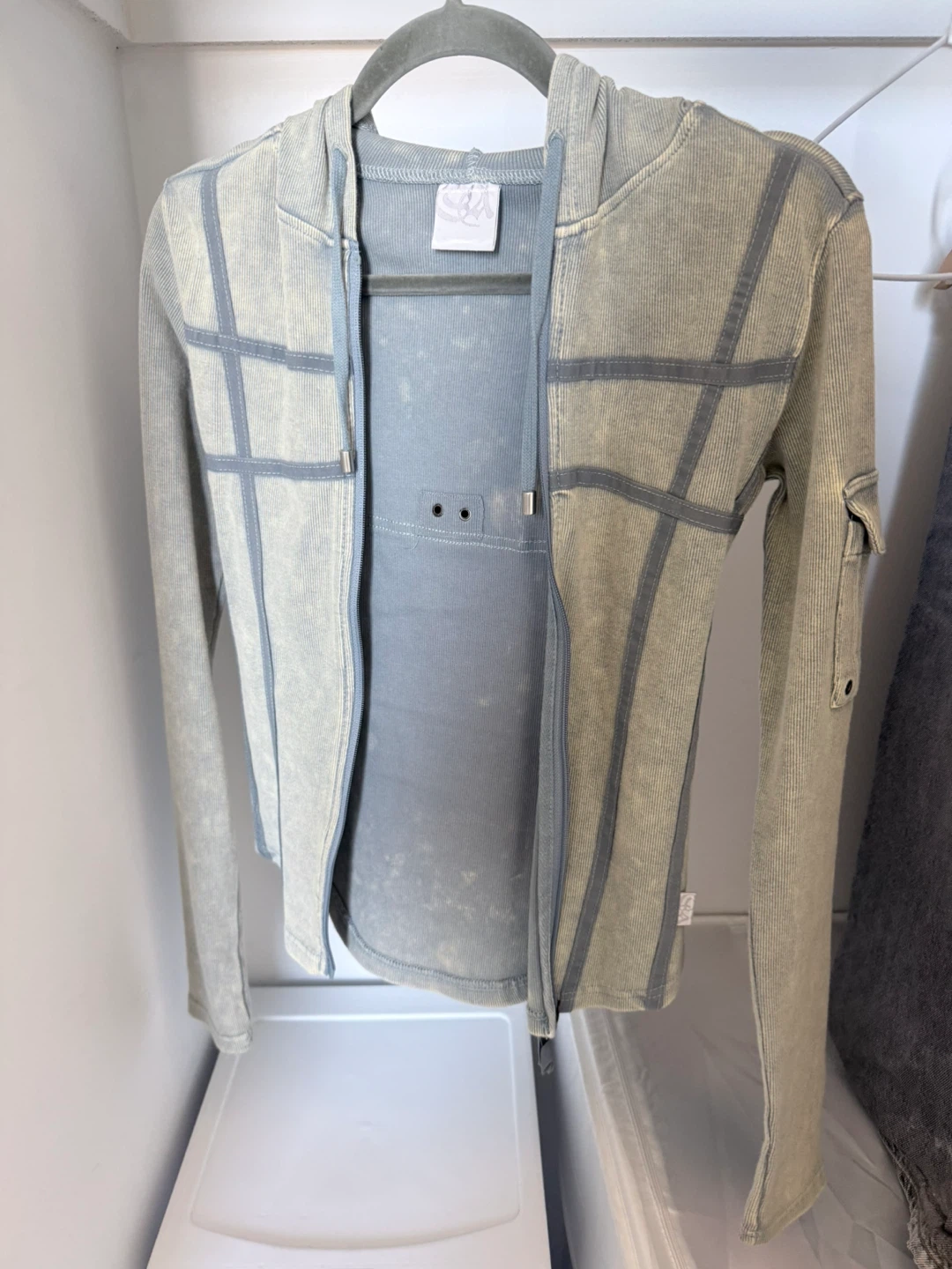 sculptor washed bondage hoodie sage fitted zip up rare