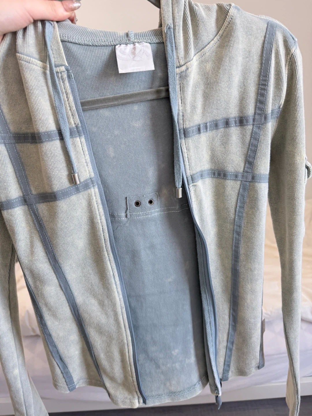 sculptor washed bondage hoodie sage fitted zip up rare - photo 4
