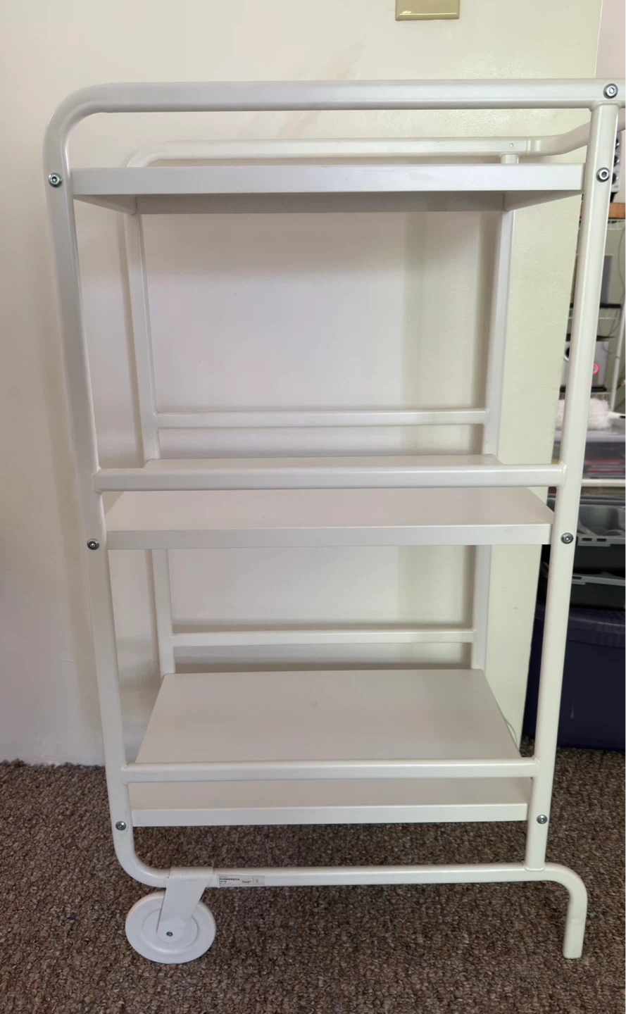 White 3-Tier Rolling Cart