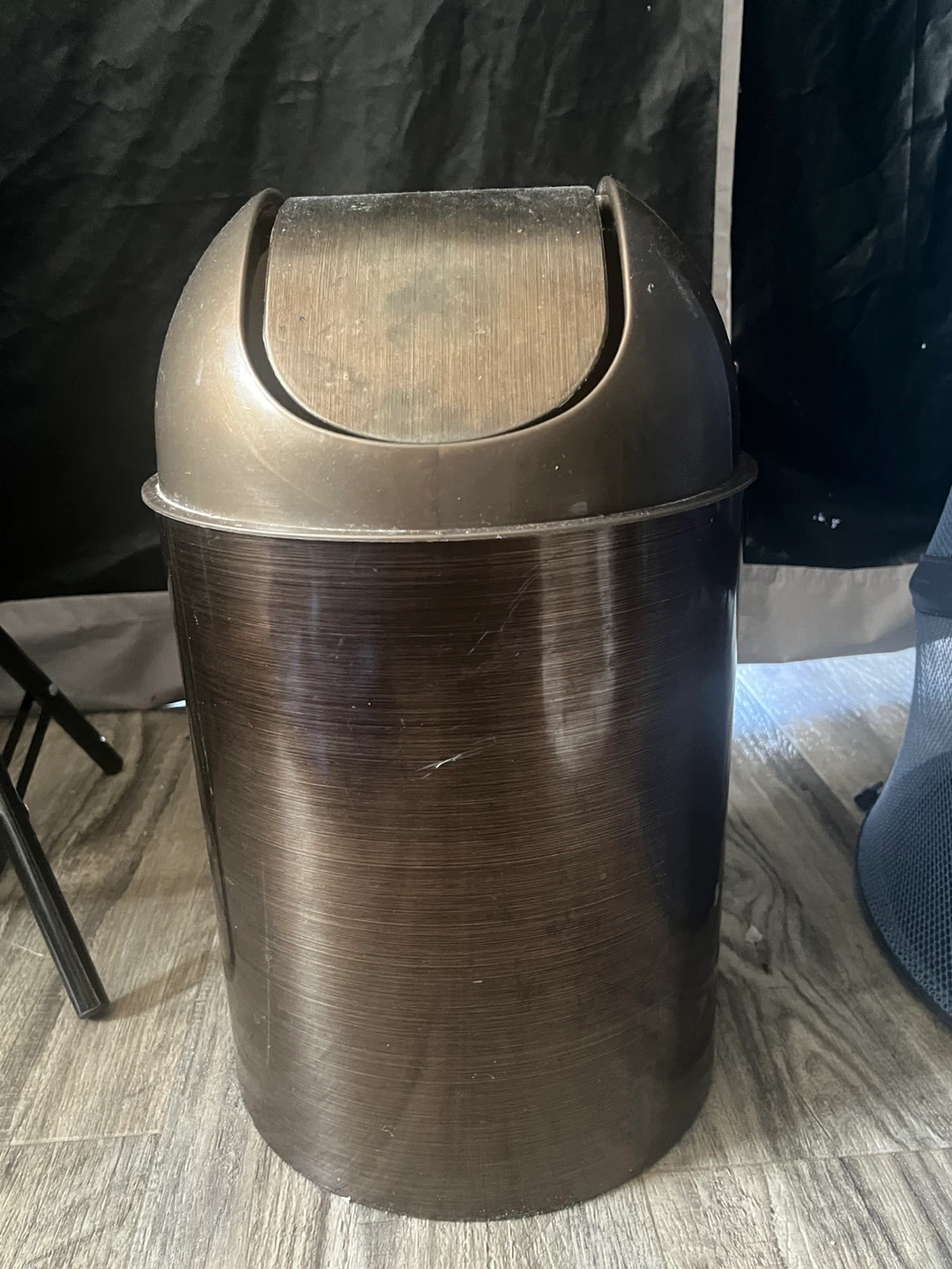 Bronze Metal Swing Top Trash Can