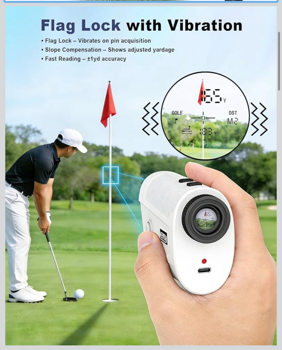 HENYU Golf Rangefinder with Slope Compensation and Flag Lock - photo 2