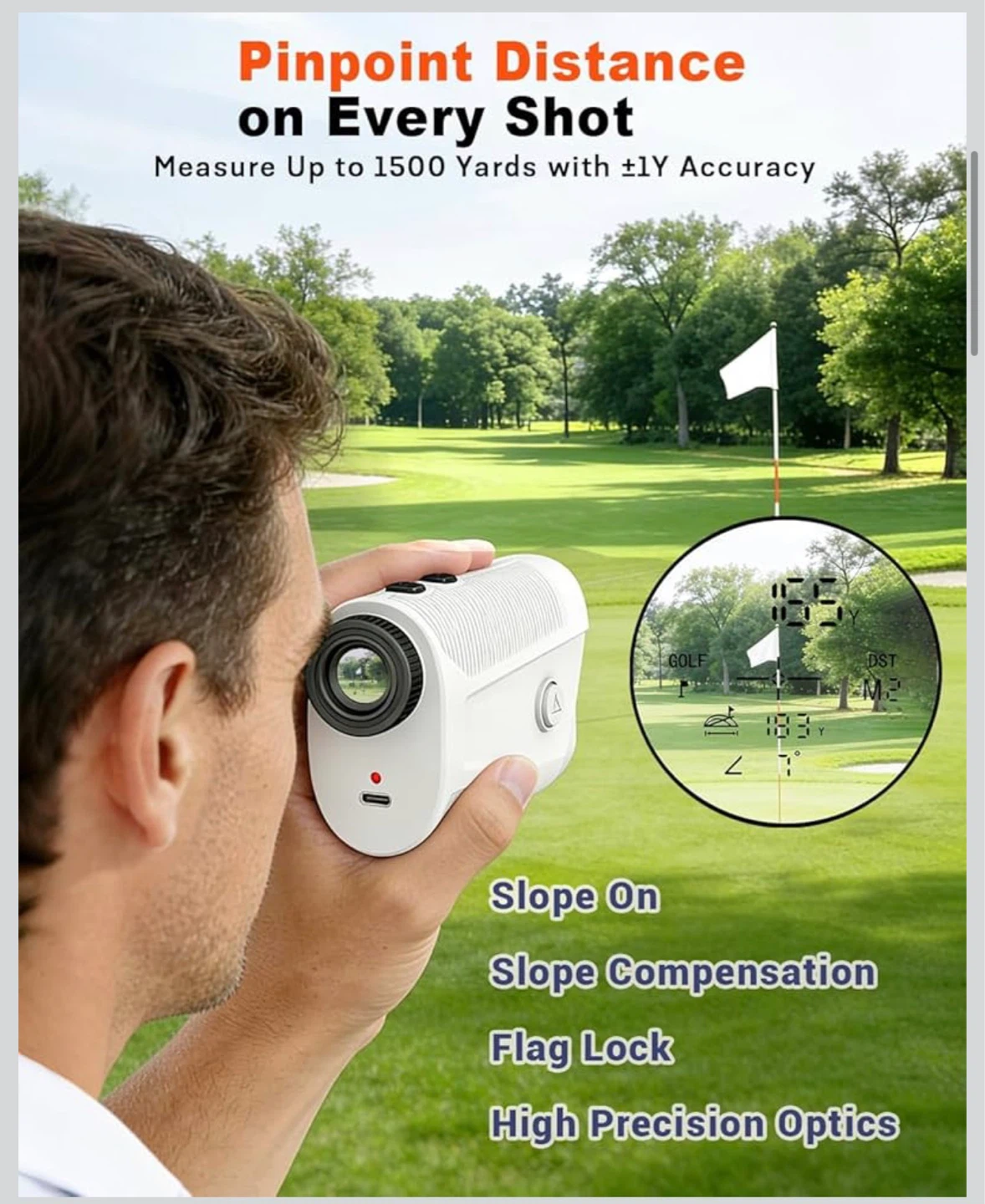 HENYU Golf Rangefinder with Slope Compensation and Flag Lock - photo 3
