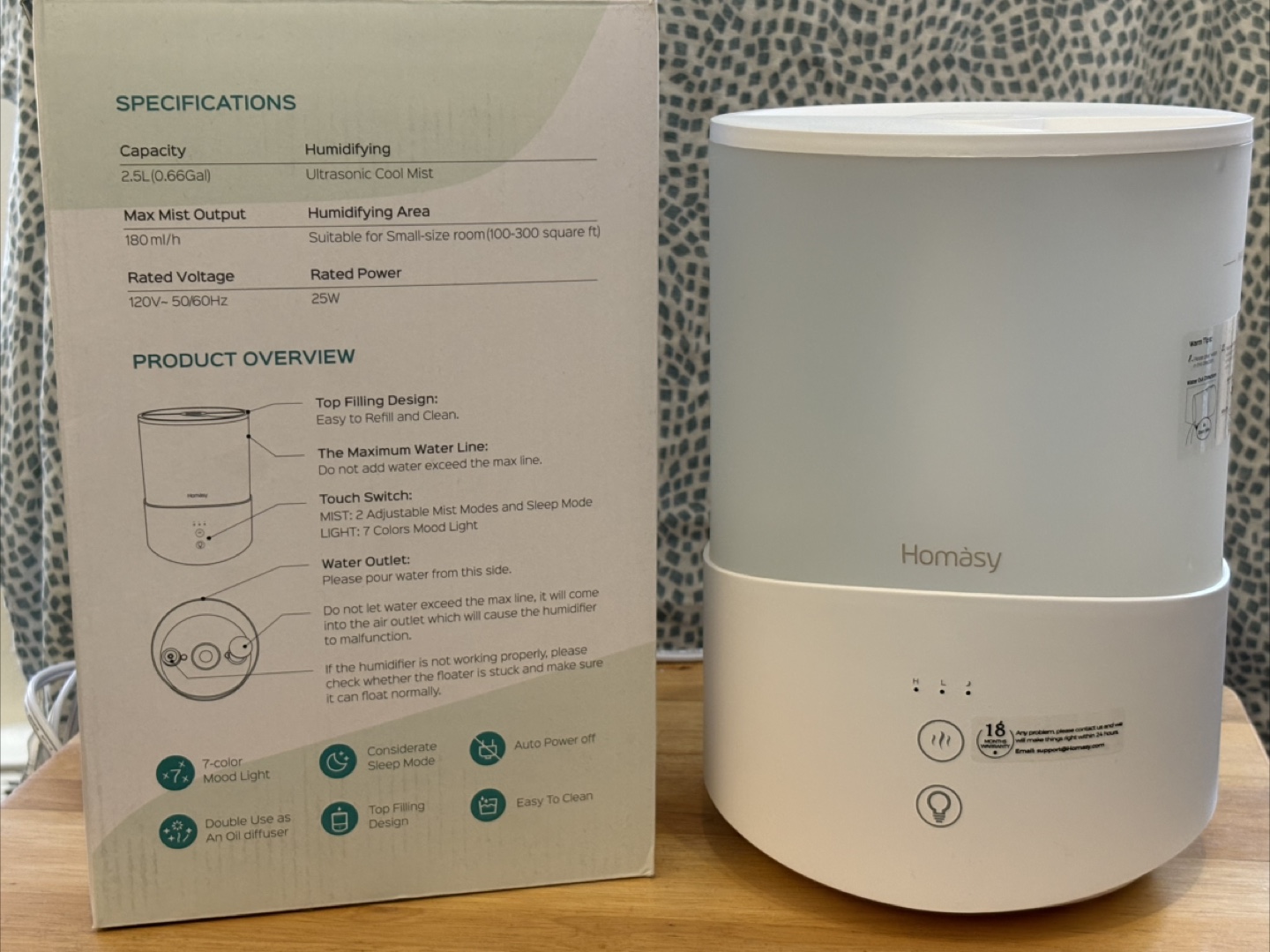 Homasy Ultrasonic Cool Mist Humidifier