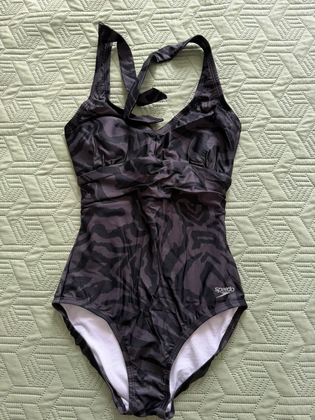 Speedo Women's Black & Grey Animal Print One-Piece Swimsuit