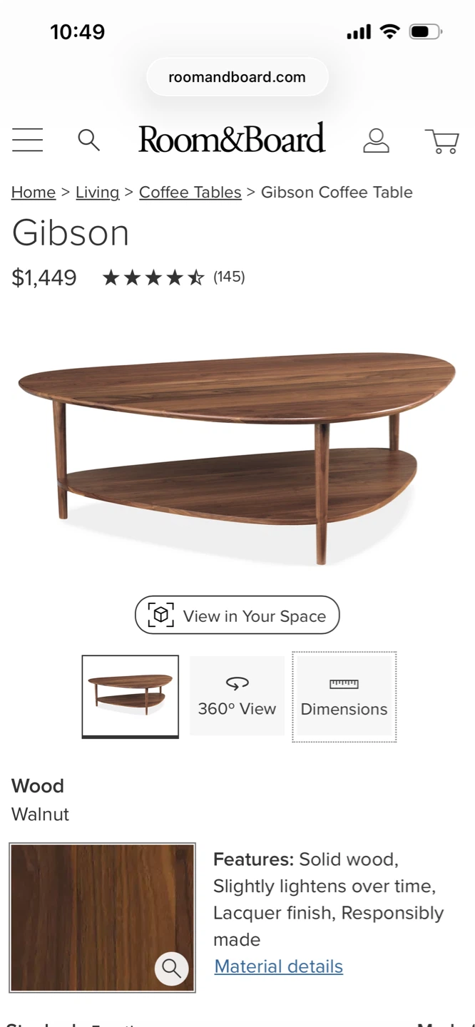 Room & Board Gibson Coffee Table