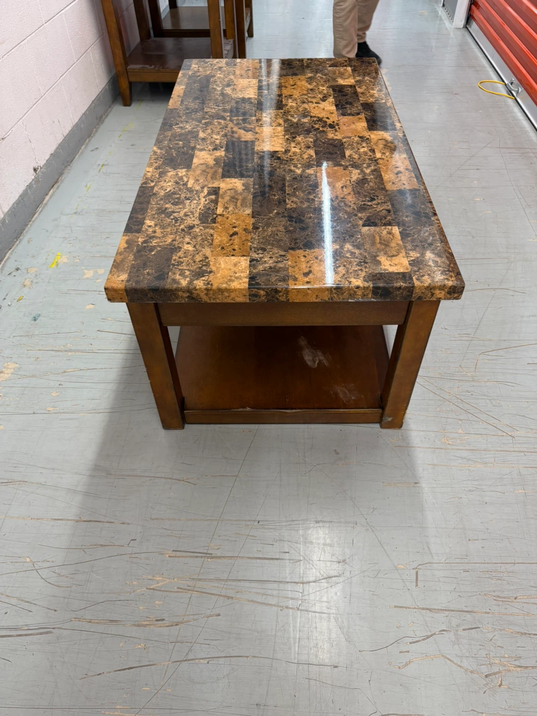 Marble Top Coffee Table with Shelf - photo 2