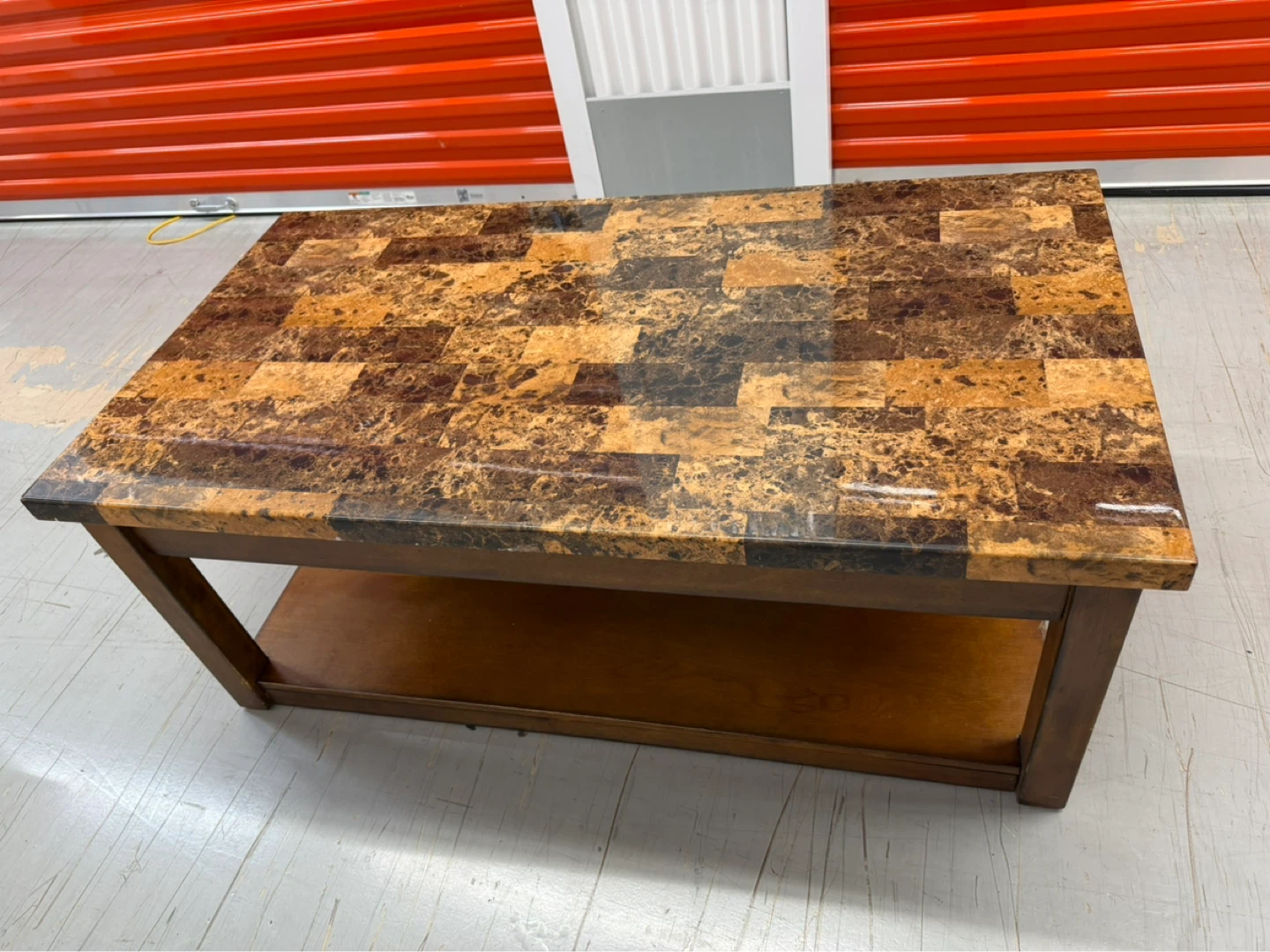 Marble Top Coffee Table with Shelf - photo 3