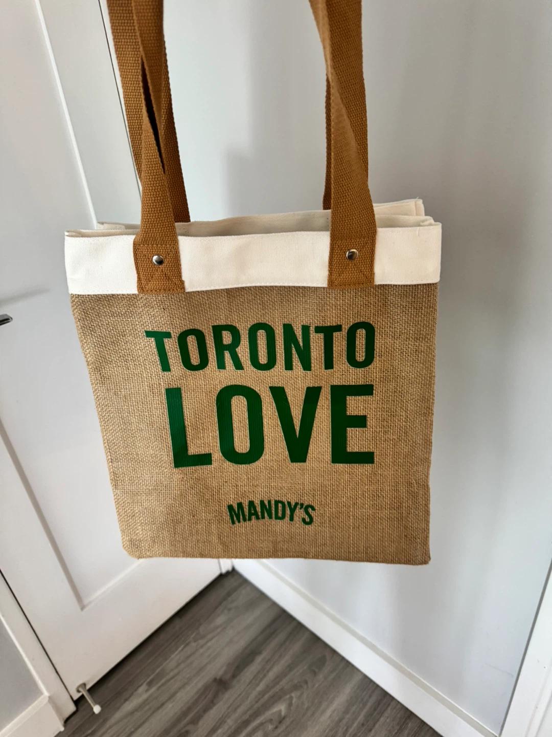 Mandy's Burlap Tote Bag - Toronto Love