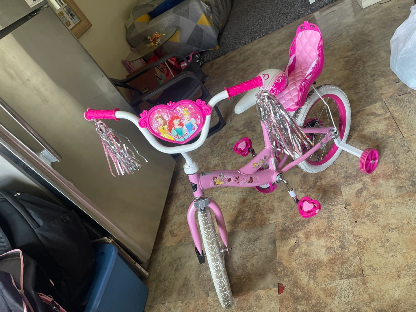 Kids Pink Princess Bicycle with Training Wheels