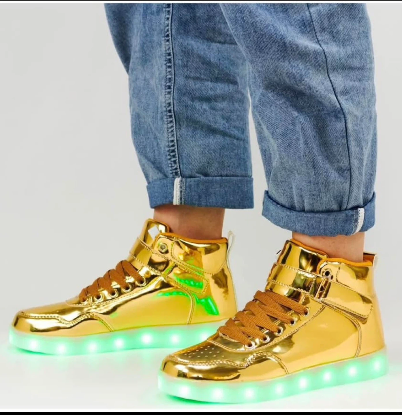 Aptesol Gold High-Top LED Sneakers Men 8 women 9.5 - photo 2
