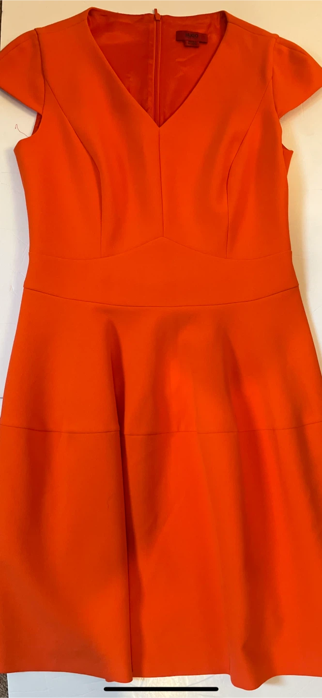 HUGO BOSS Orange V-Neck Cap Sleeve Dress