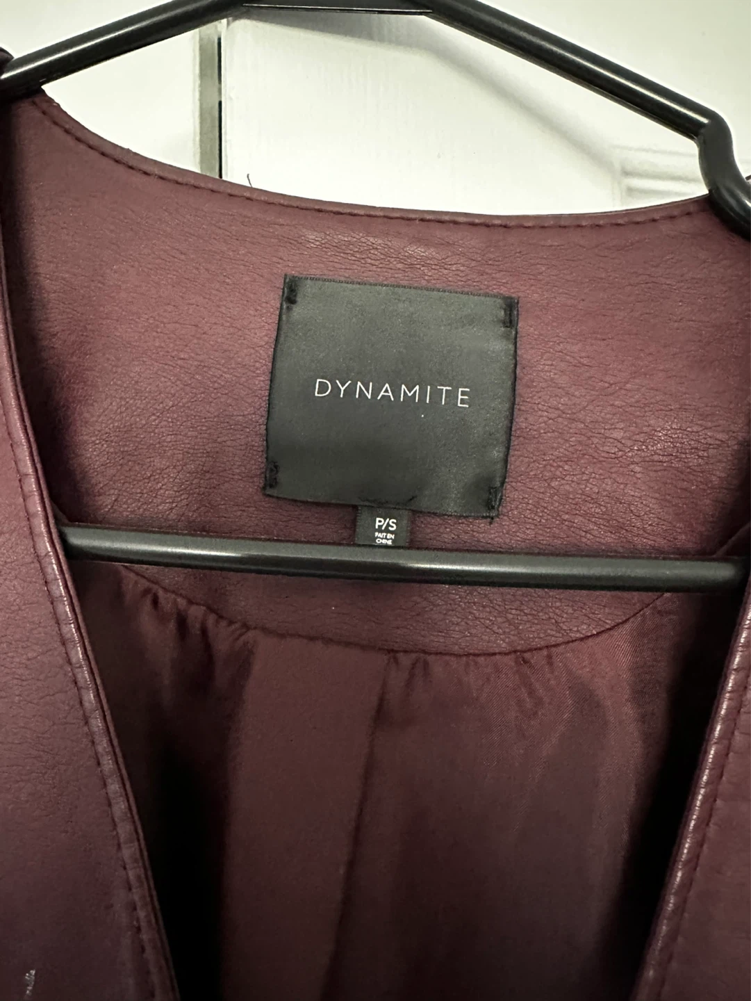 🌱 Dynamite Faux Leather Jacket - Burgundy - P/S - photo 2