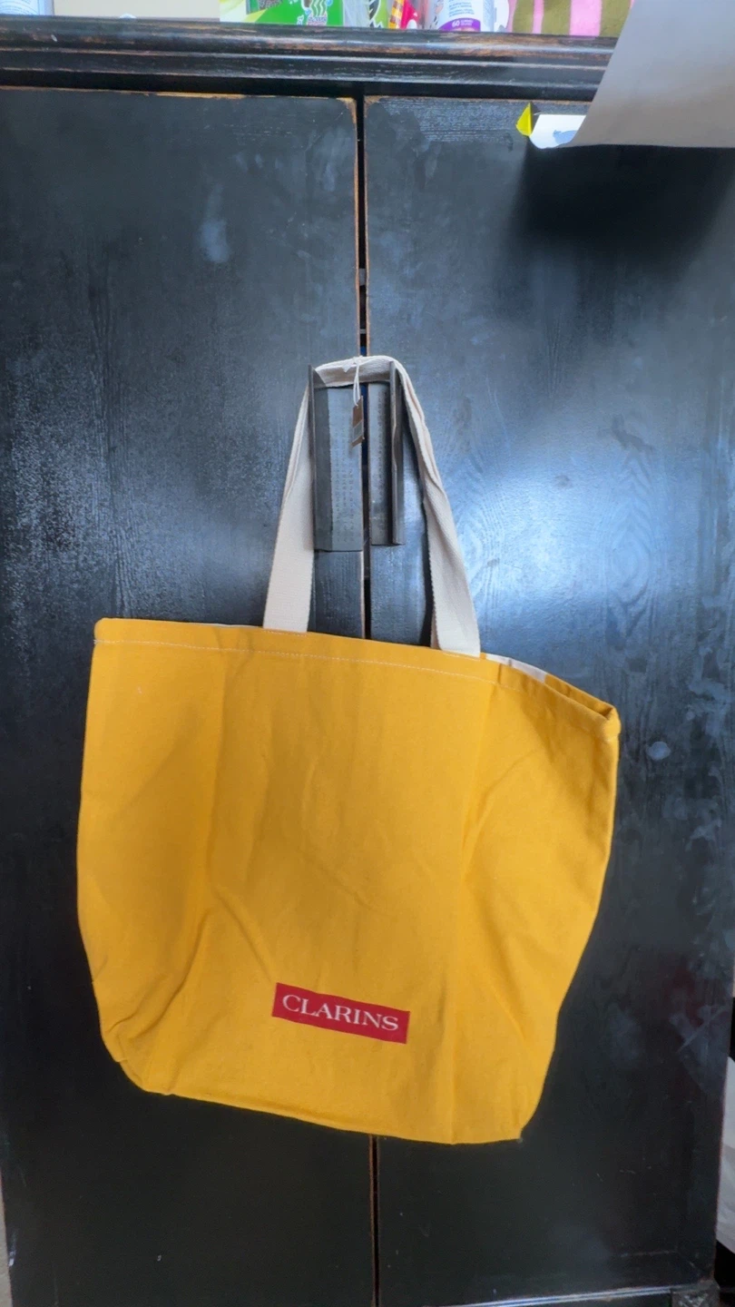 Clarins Tote Bag Yellow Striped Canvas - photo 2