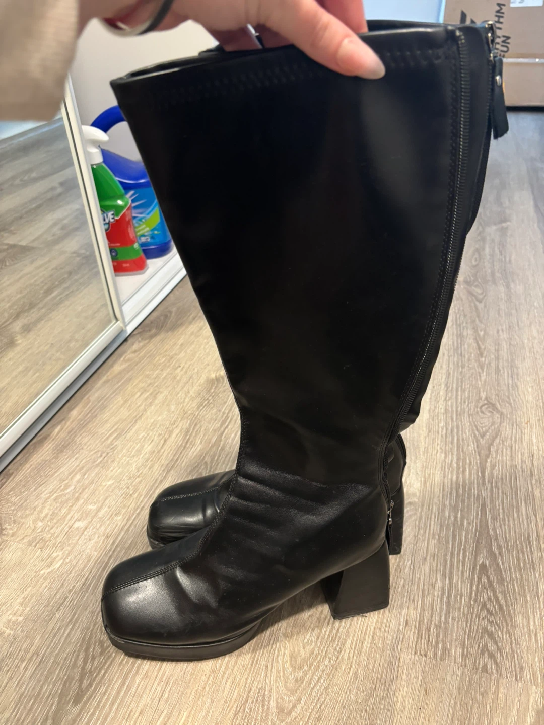 Black Knee-High Platform Boots - photo 3