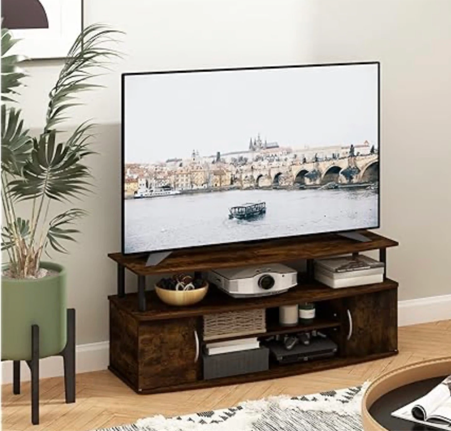 Brown TV Stand with Storage - Fits up to 55" TVs