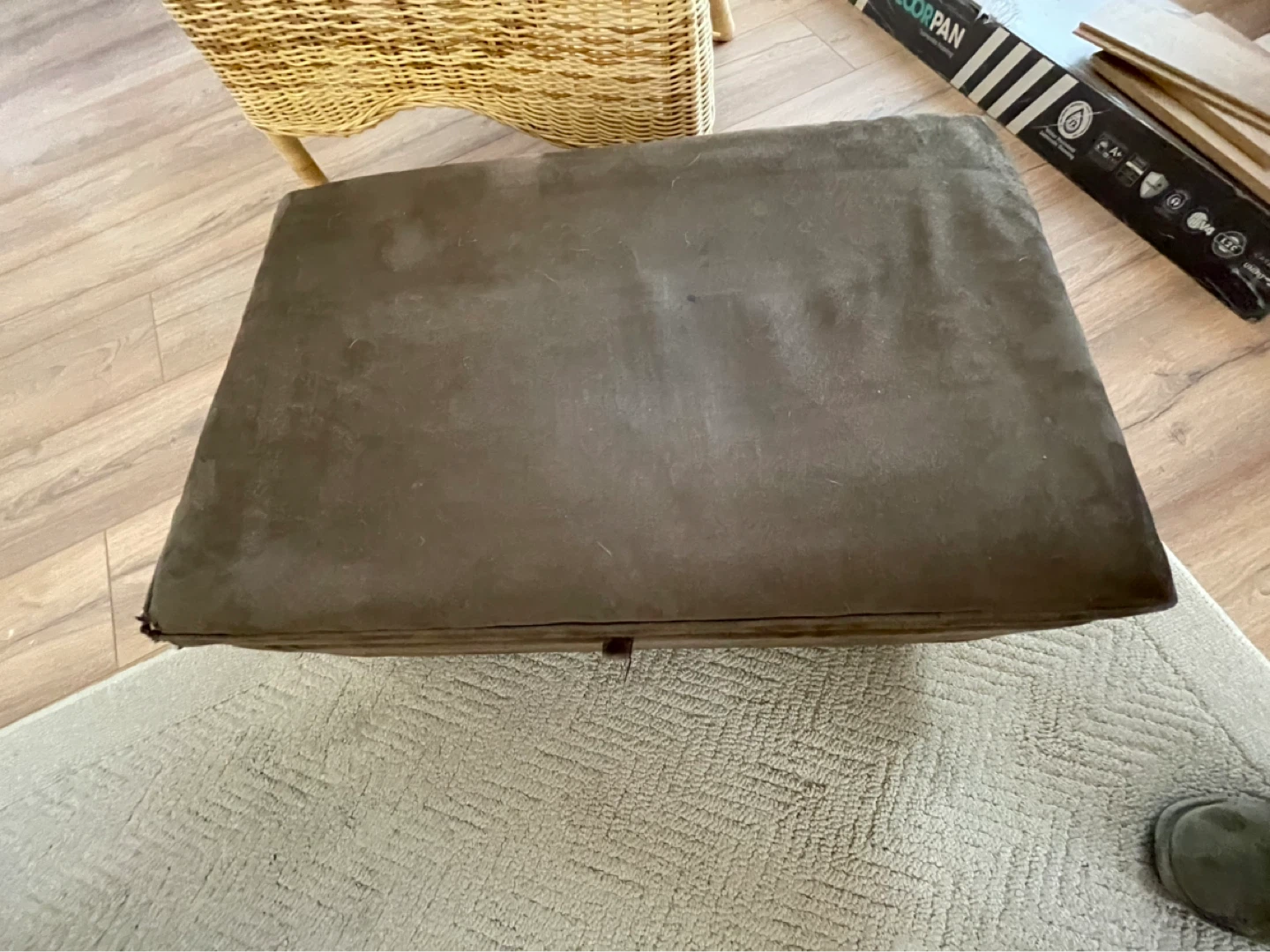Brown Faux Suede Storage Ottoman - photo 2