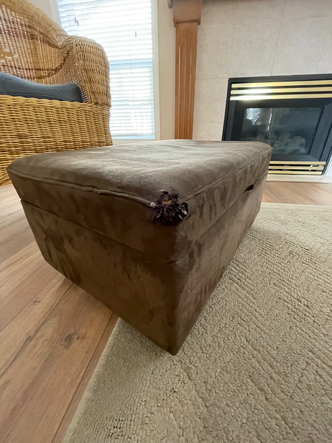 Brown Faux Suede Storage Ottoman - photo 3