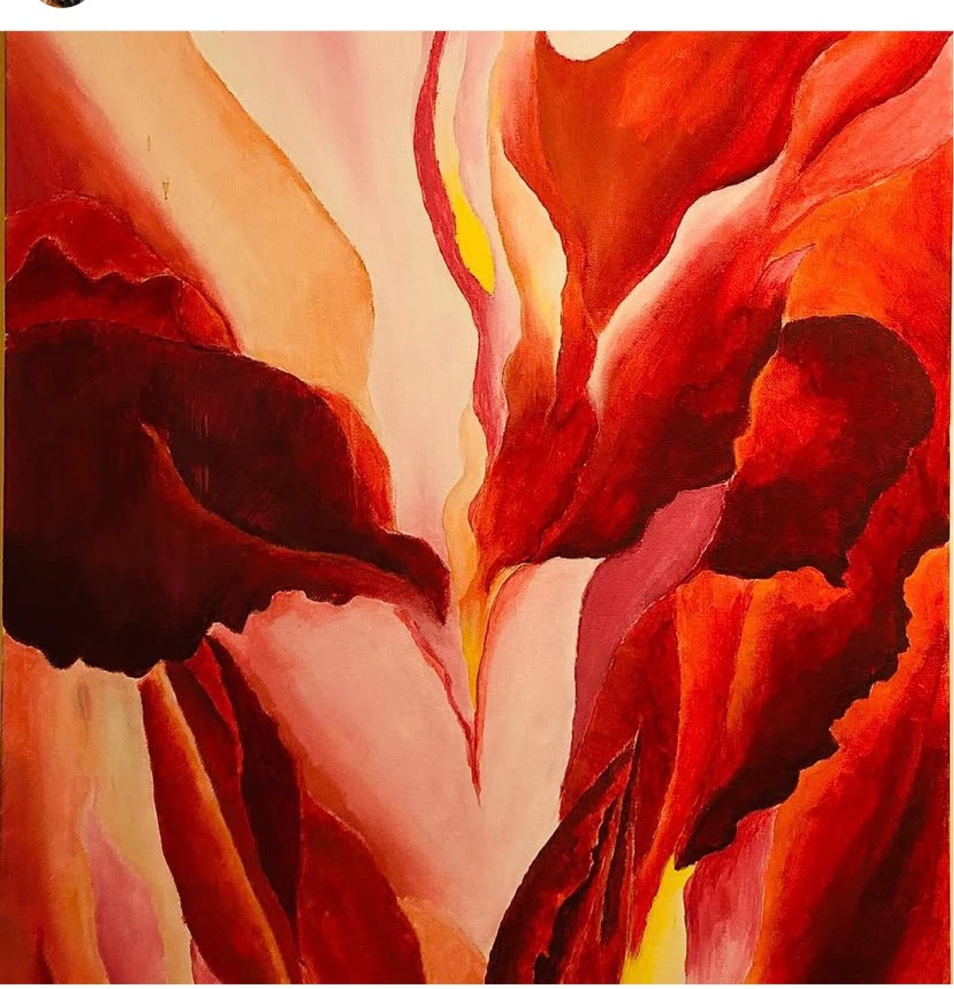 Abstract Red and Pink Acrylic Painting
