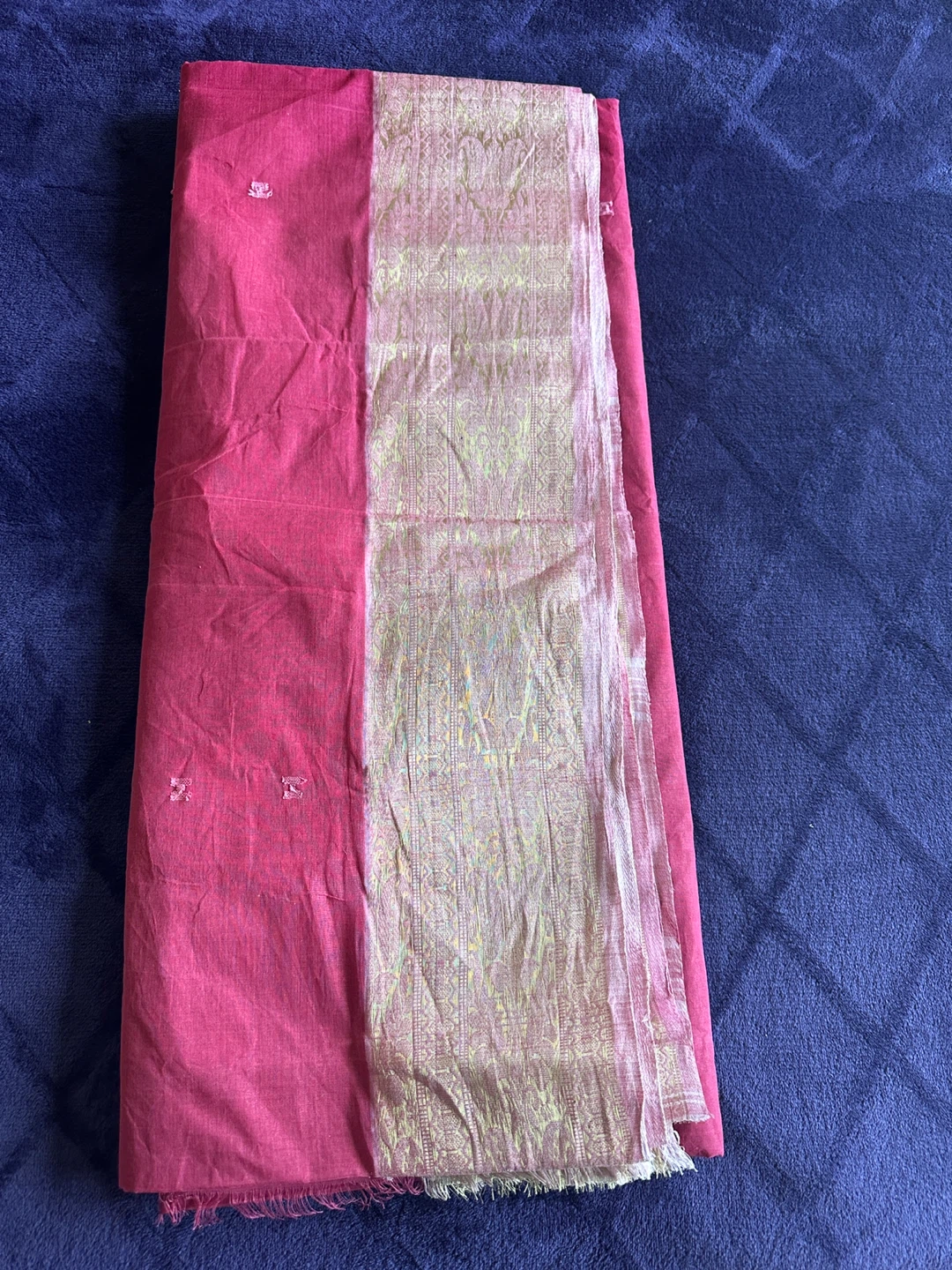 Pink taant Sari with Gold Border 🌱 - photo 2