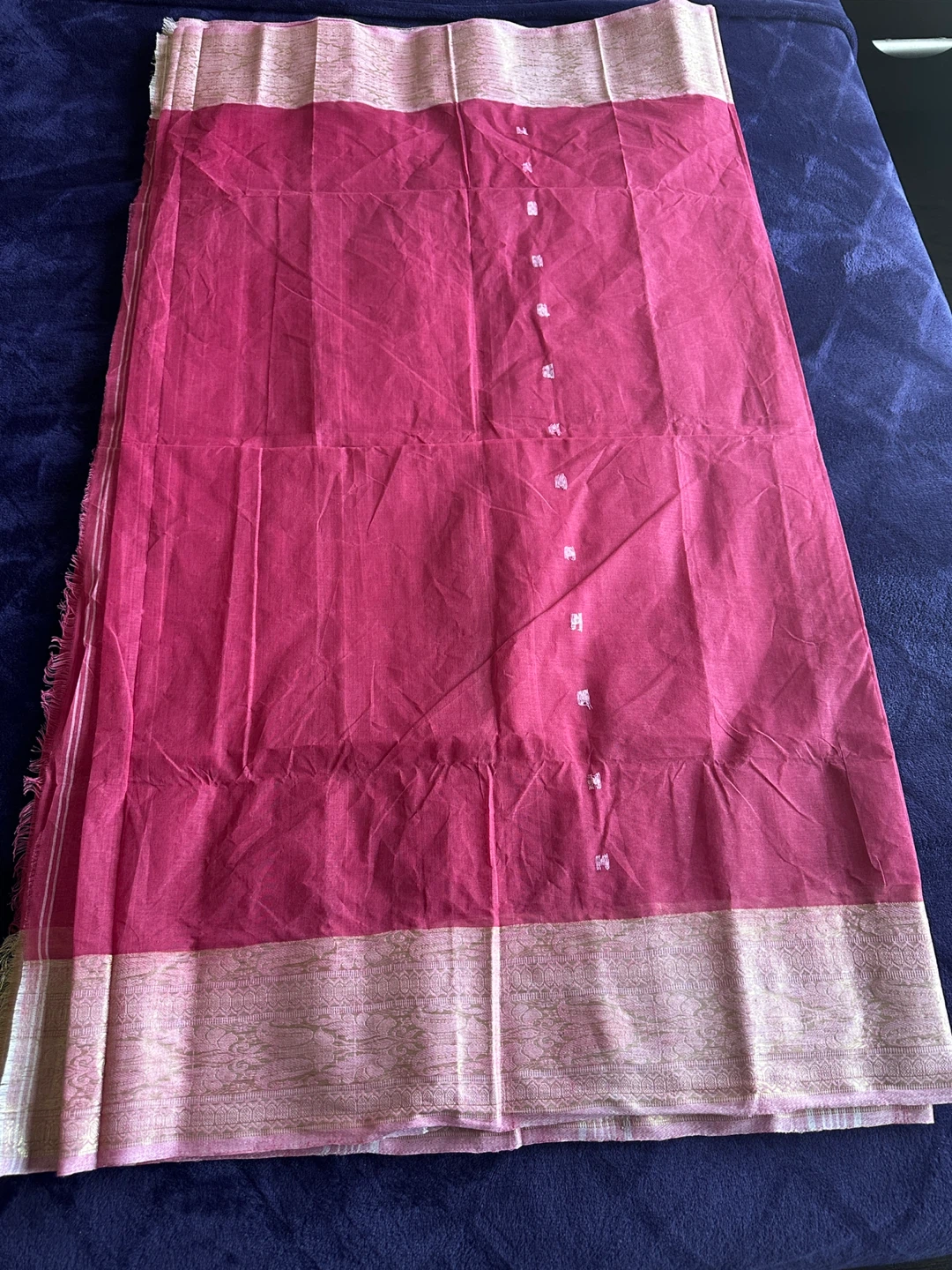 Pink taant Sari with Gold Border 🌱 - photo 3
