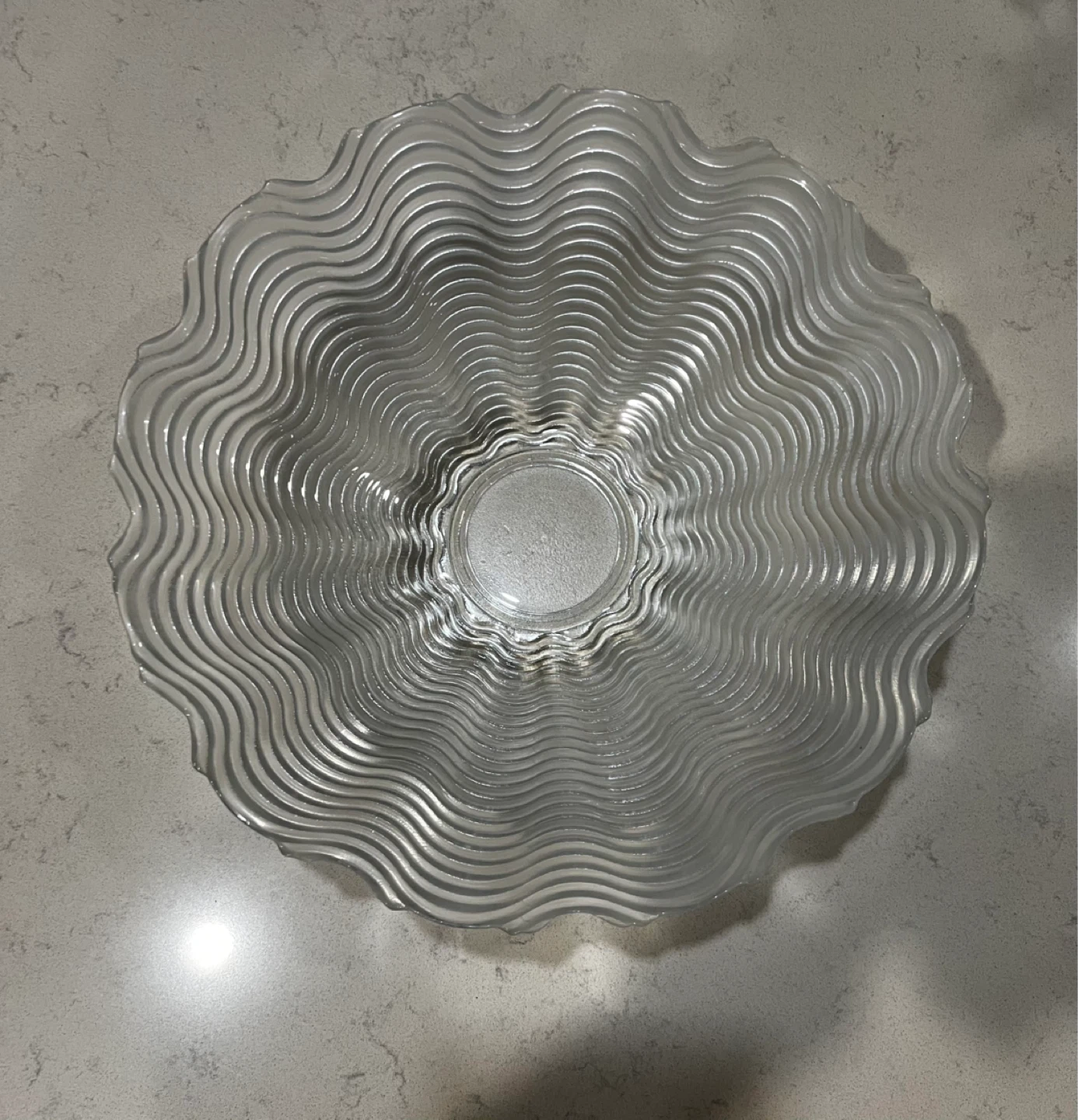 Vintage Large Wavy Glass Serving Bowl