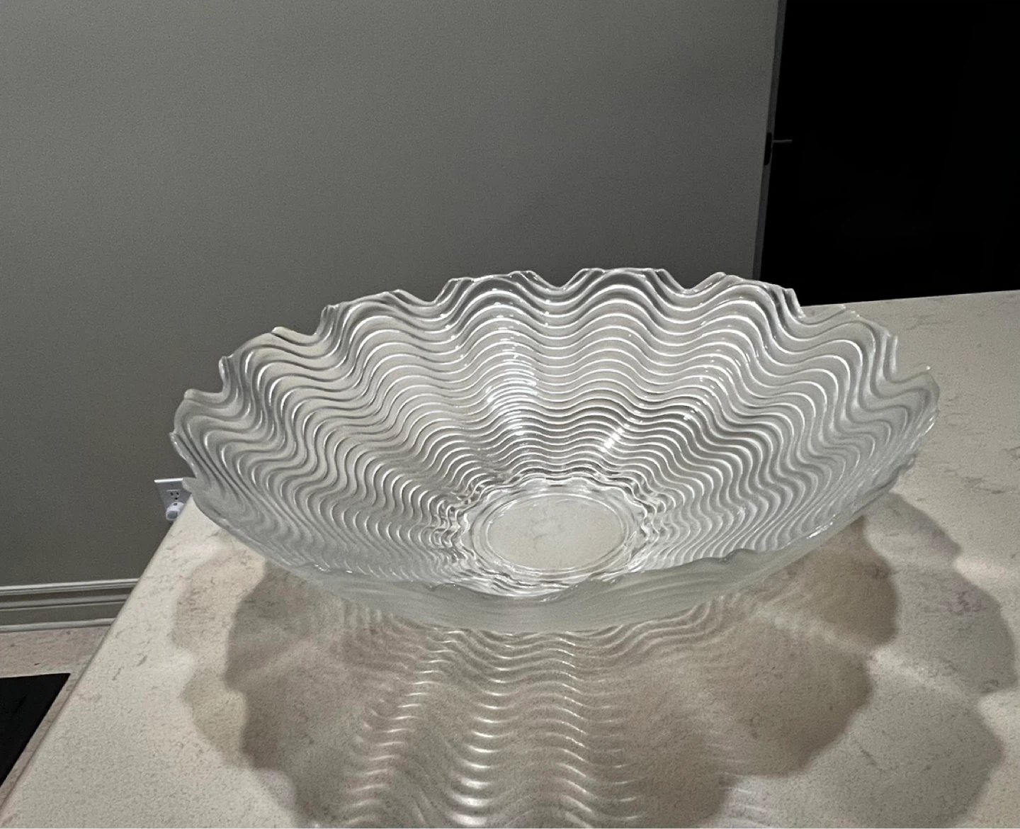 Vintage Large Wavy Glass Serving Bowl - photo 3