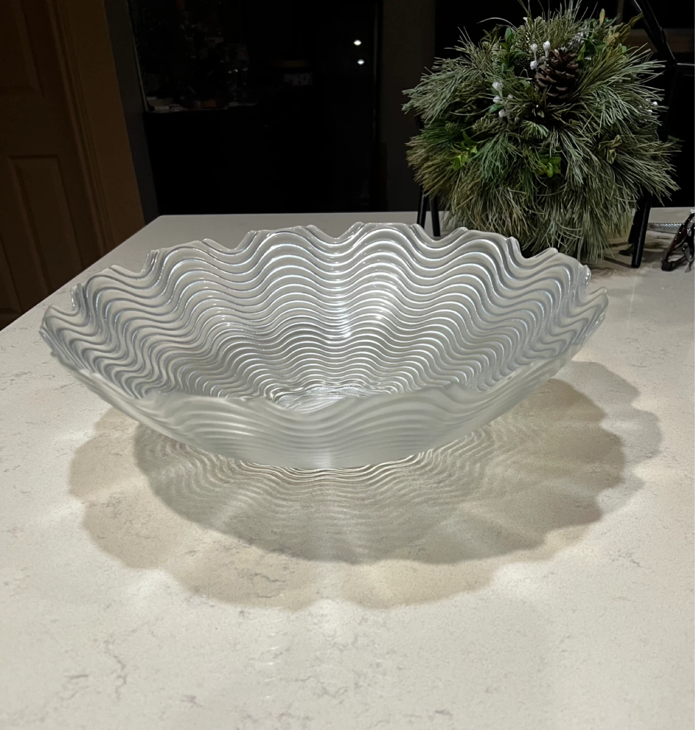 Vintage Large Wavy Glass Serving Bowl - photo 2