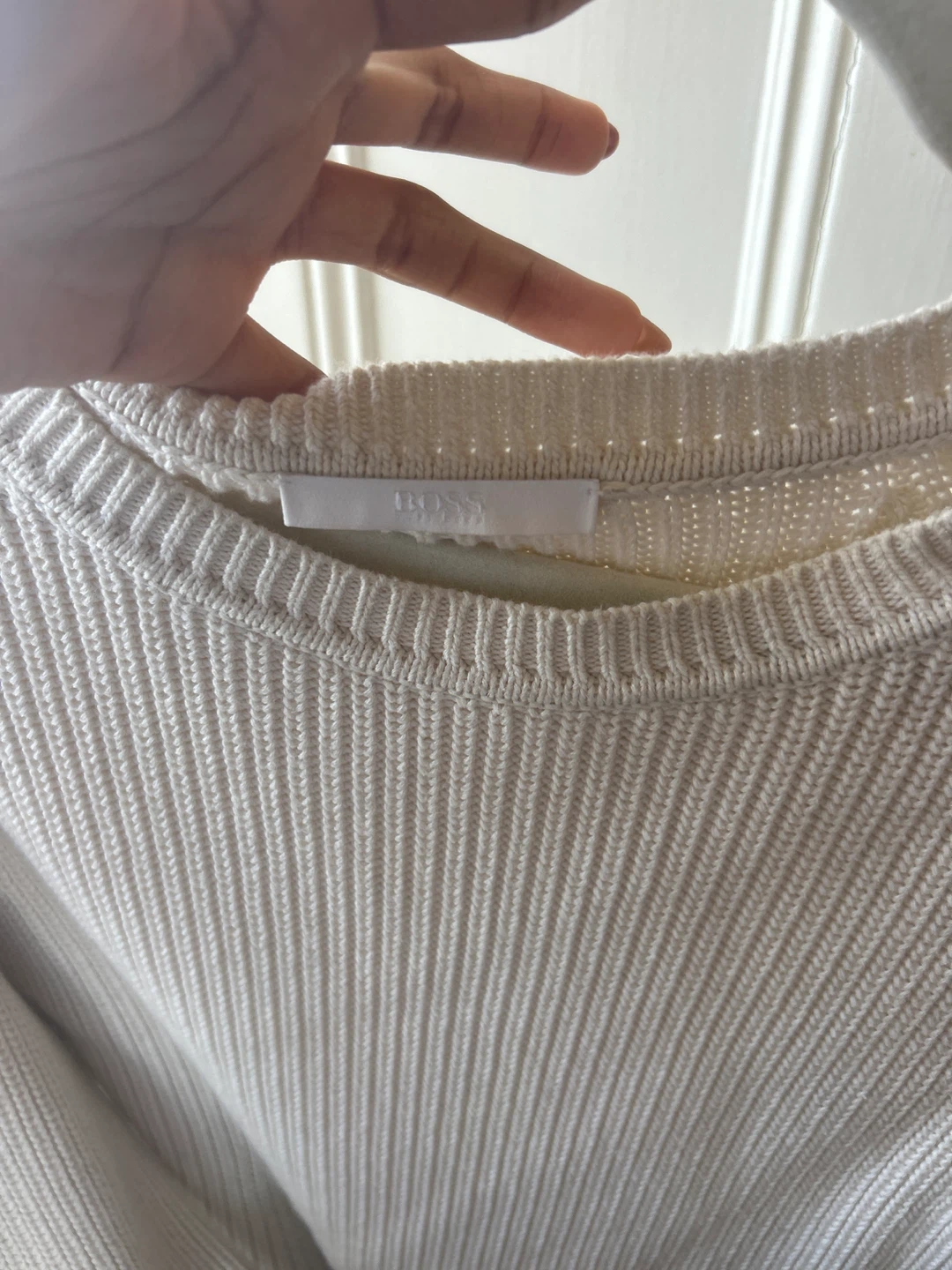Boss Cream Ribbed Crewneck Sweater - photo 2