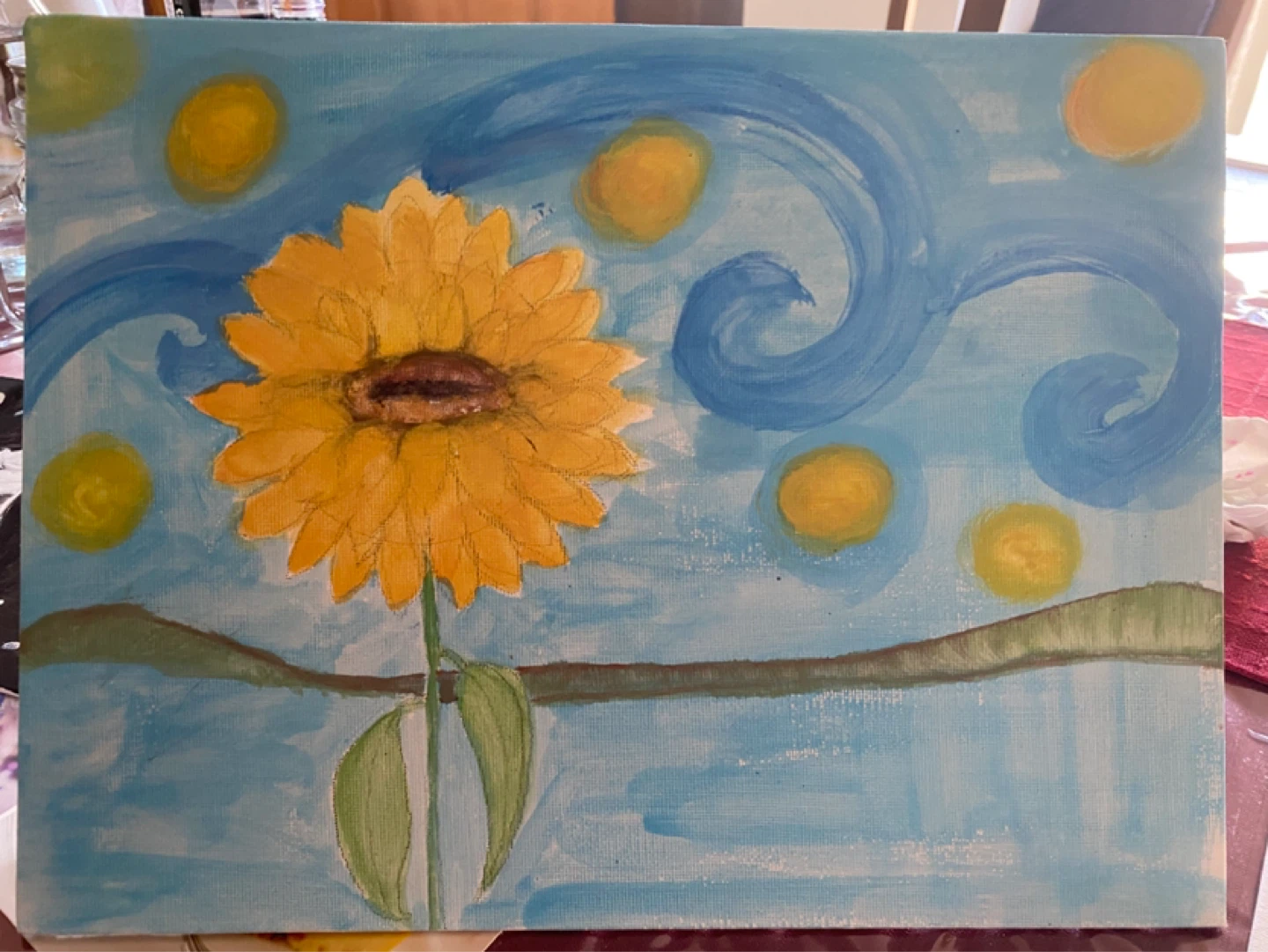 Hand-painted Sunflower Art