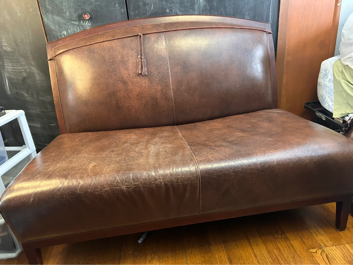Brown Faux Leather Loveseat - photo 2