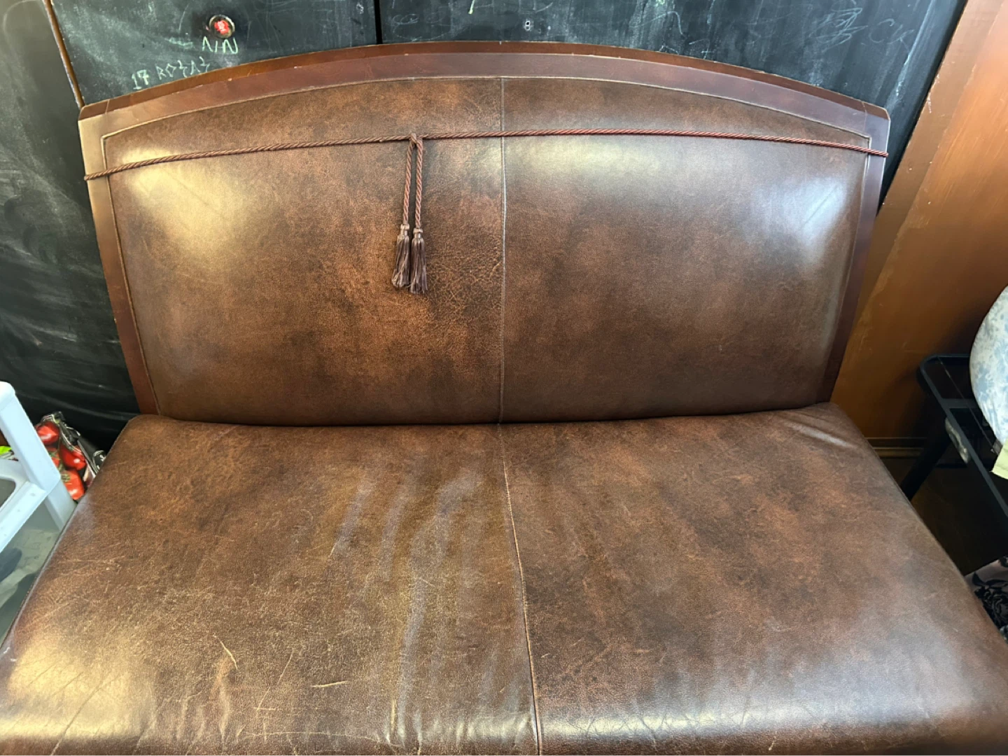 Brown Faux Leather Loveseat