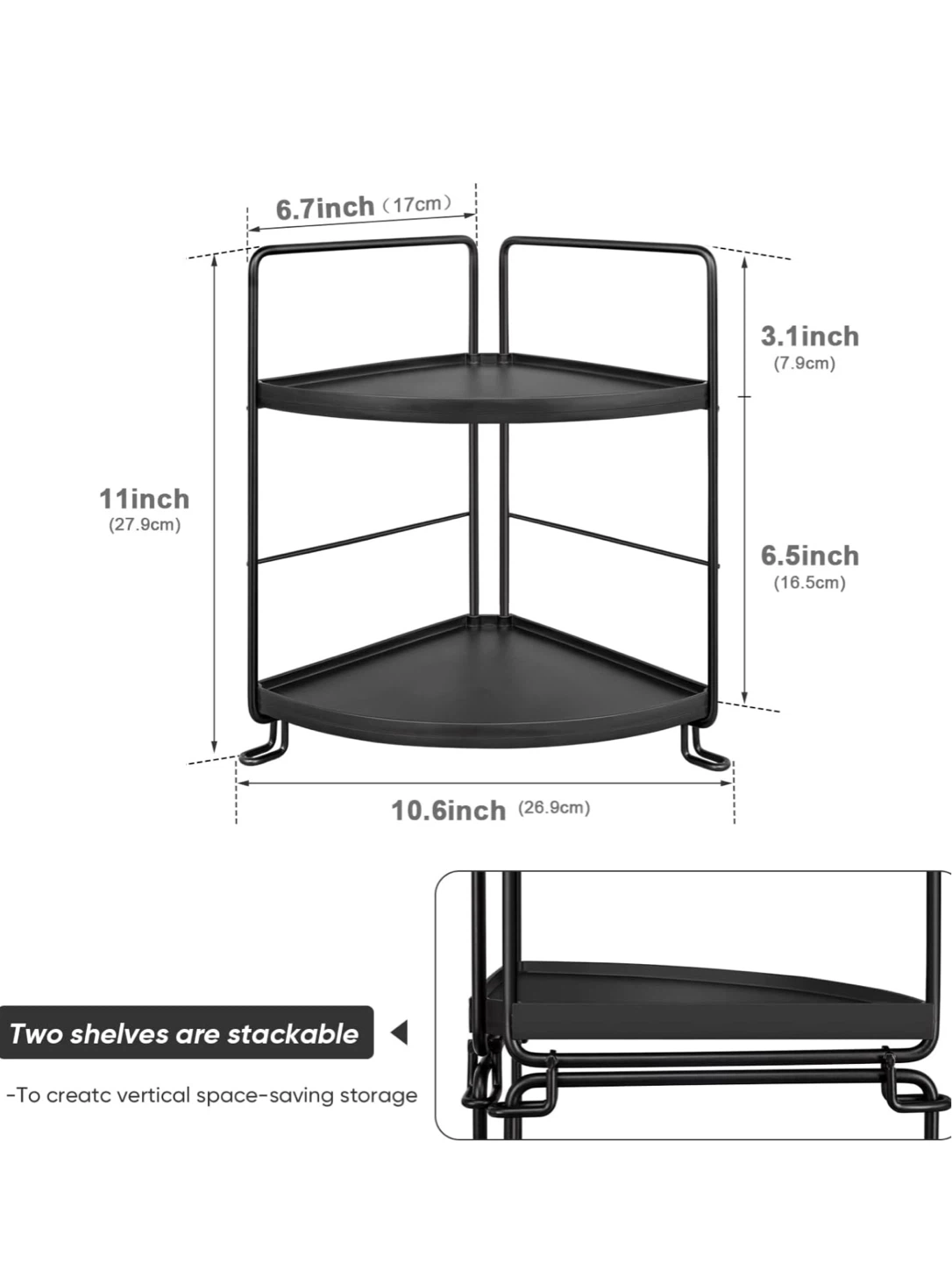 Black Metal Corner Shelf Organizer - photo 2