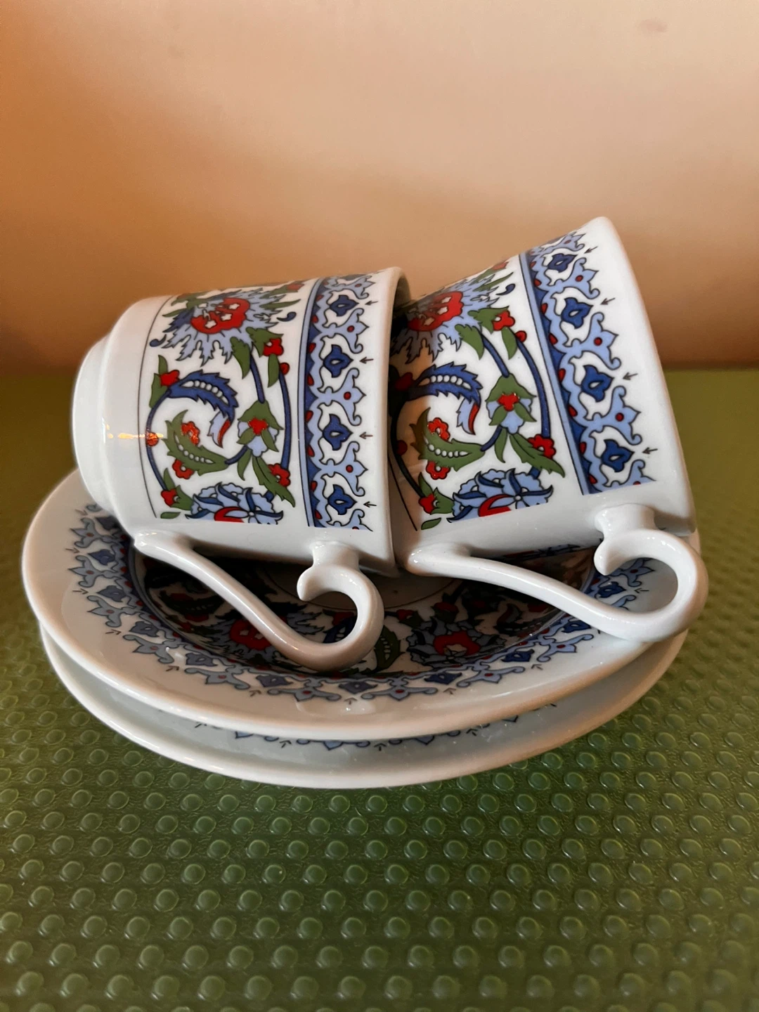 NEW 2 Ceramic Espresso Cups and Saucers