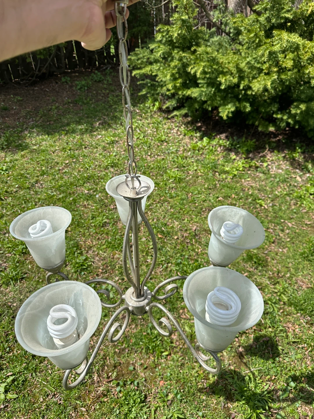 5-Light Chandelier with Frosted Glass Shades - photo 2