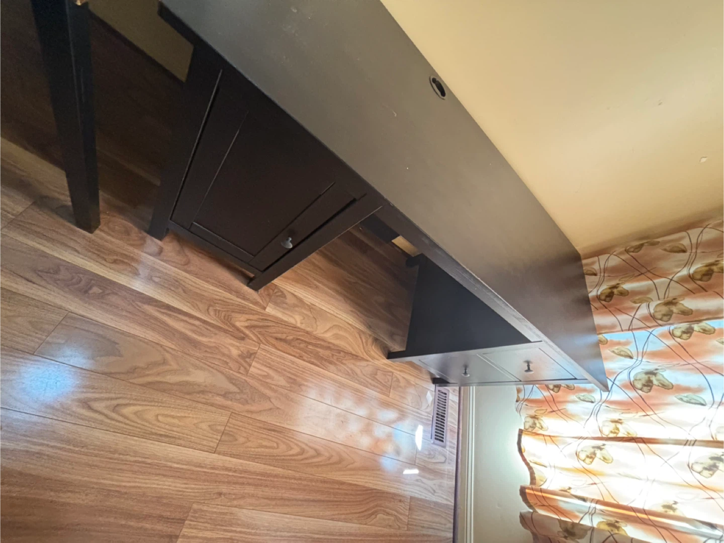 Dark Brown Desk with Drawers and Cabinet - photo 2