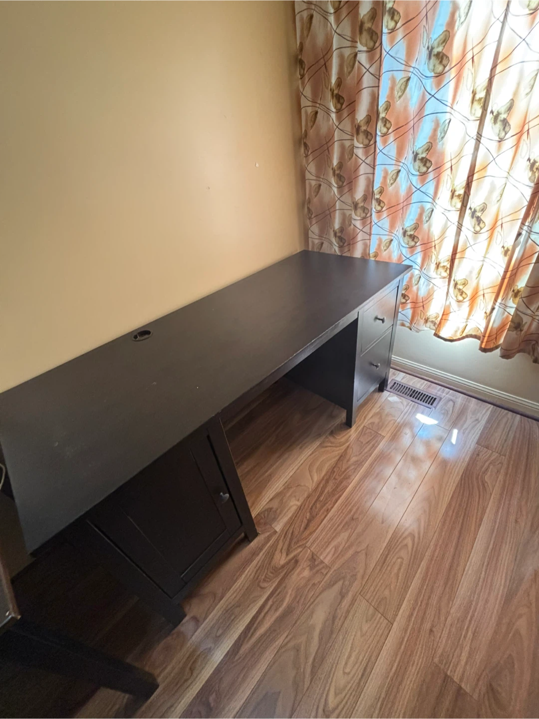 Dark Brown Desk with Drawers and Cabinet