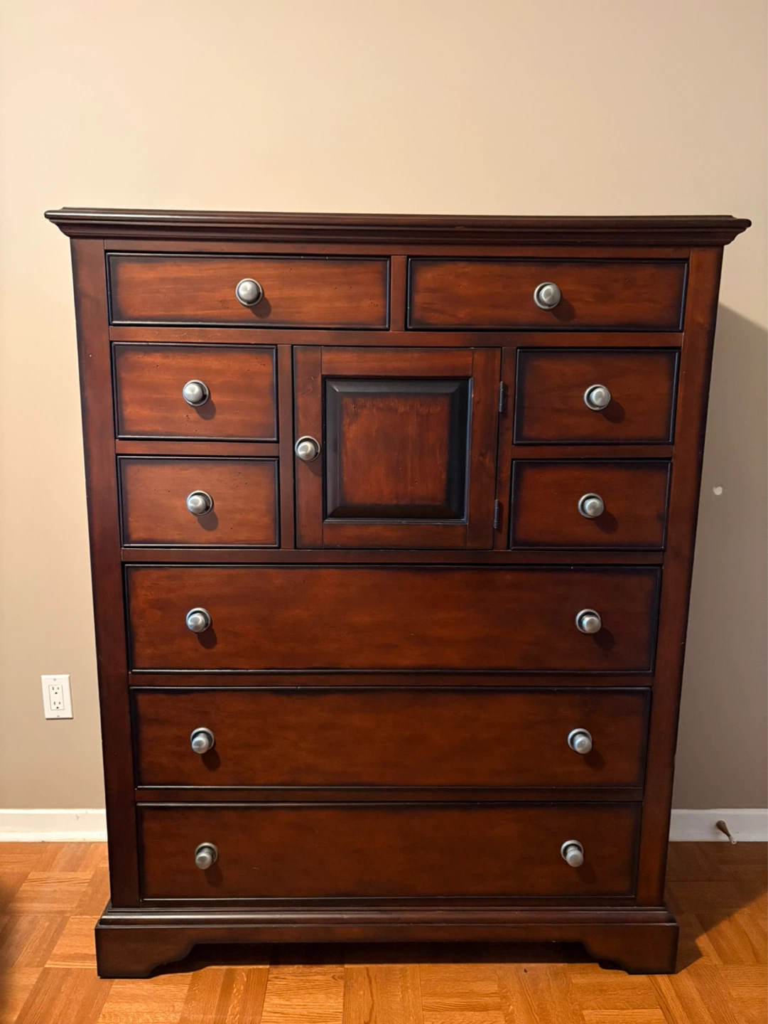 Wood Dresser with Multiple Drawers and Cabinet