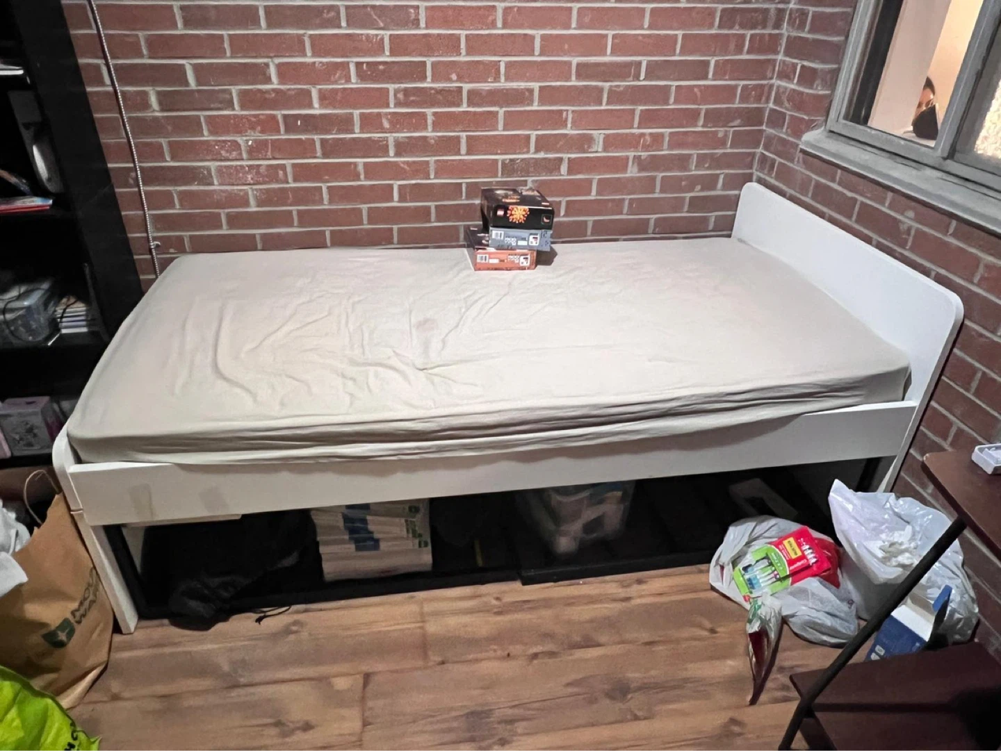 IKEA White Twin Bed Frame & Mattress