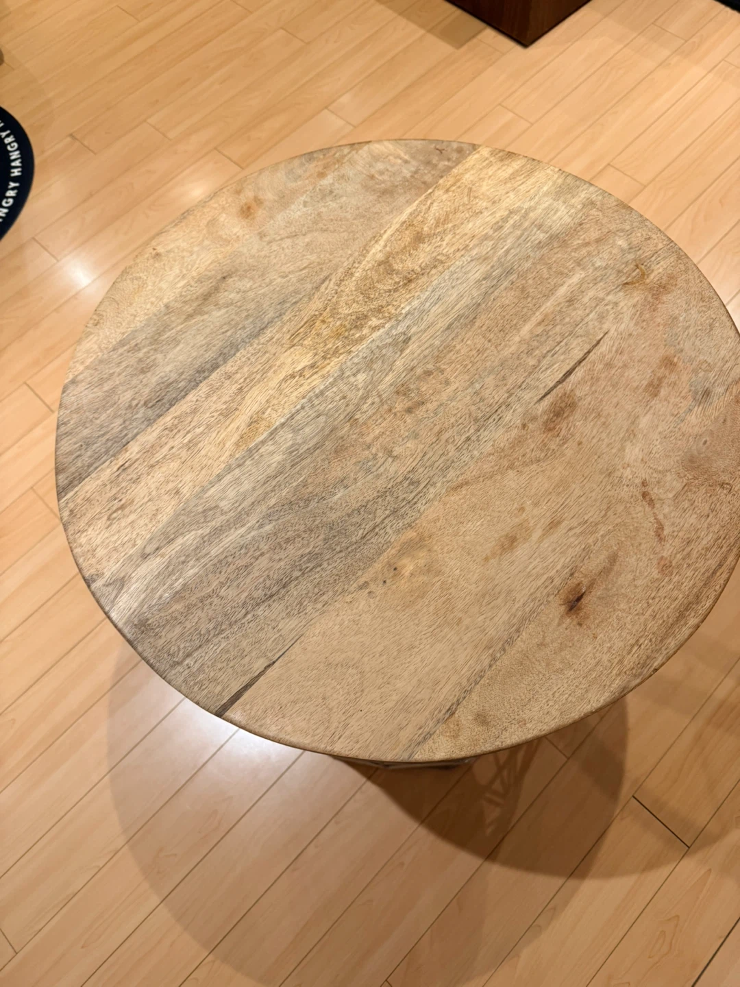 Round Wood Top Metal Wire Side Table - photo 3