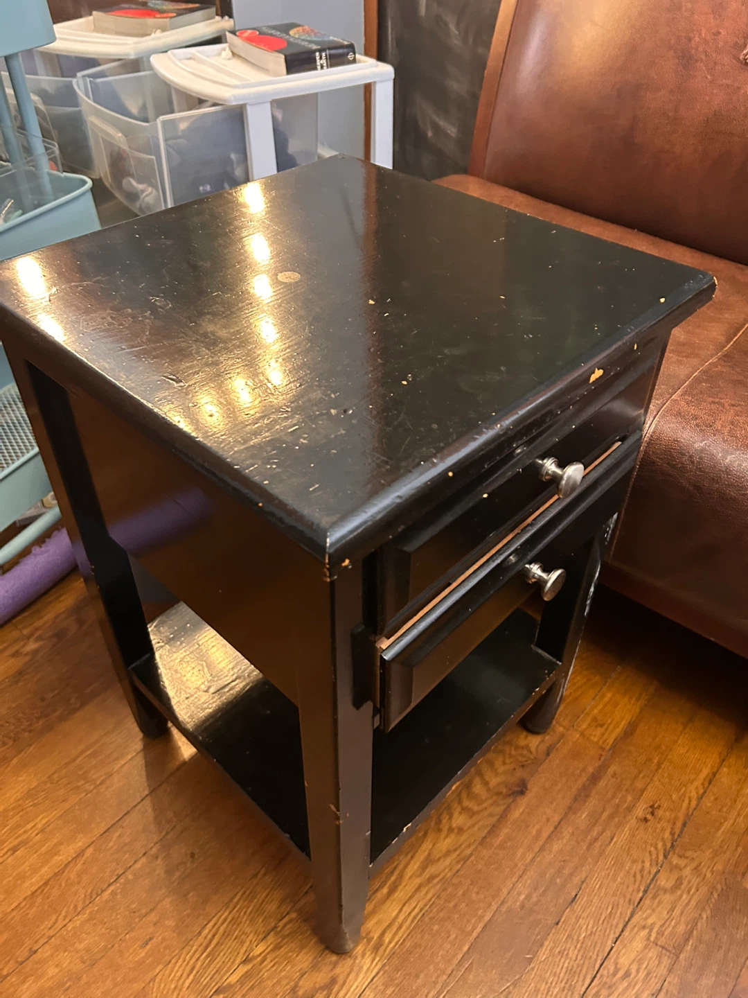Black End Table with Drawer - photo 2