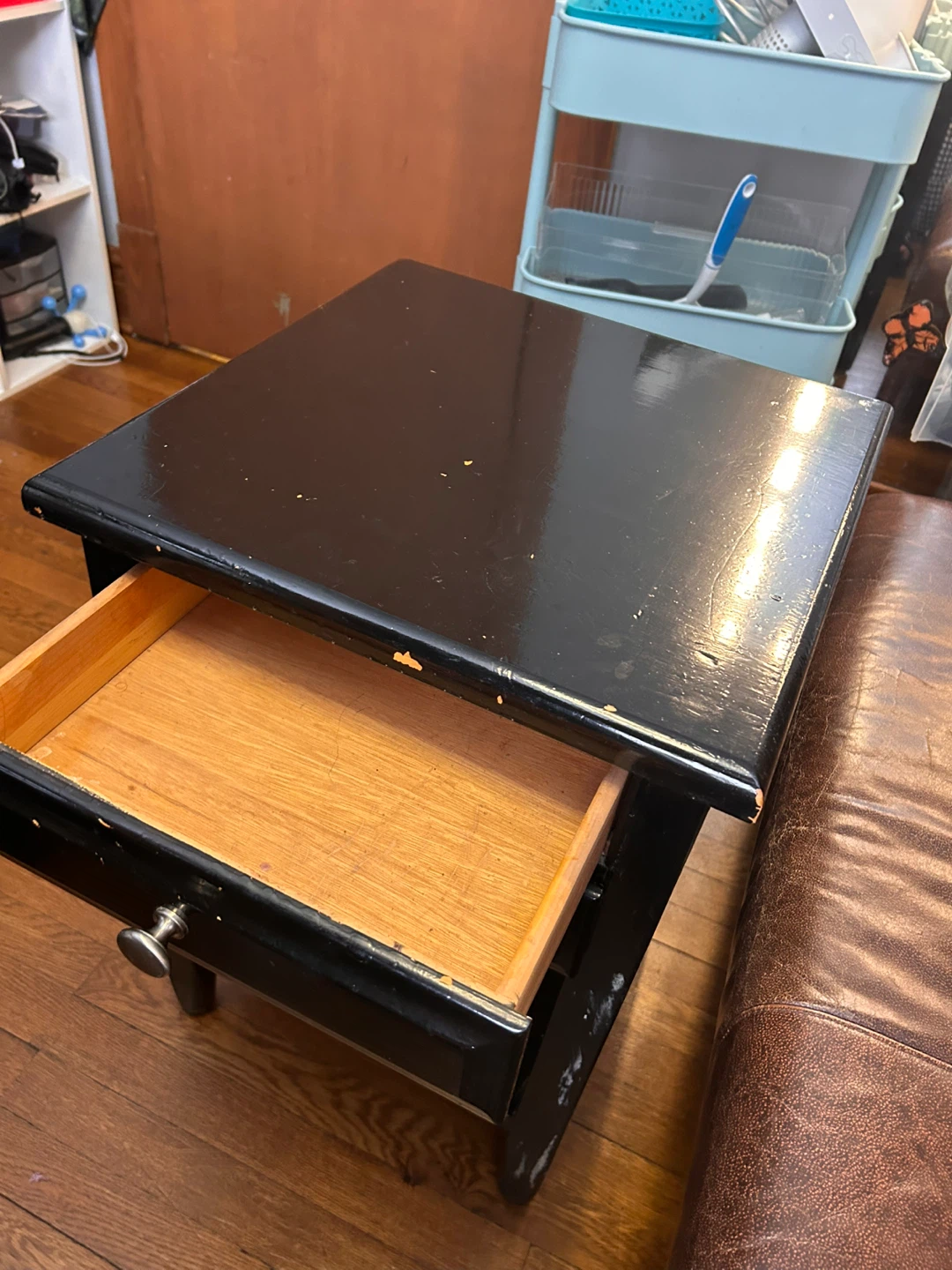 Black End Table with Drawer - photo 3